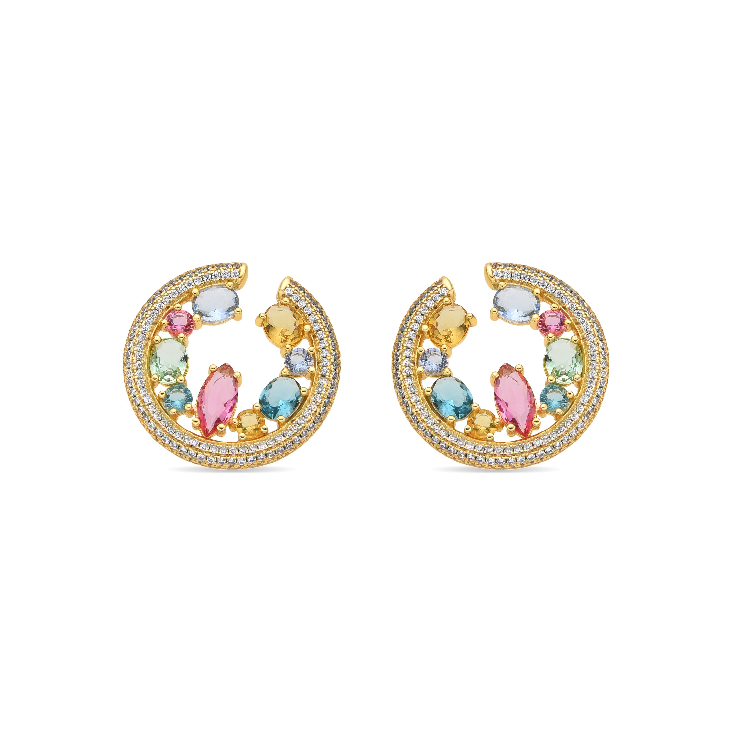 Ohrringe aus 925er Sterlingsilber und mehrfarbigen Zirkonia mit 18k Gelbgold-Finish - Sab