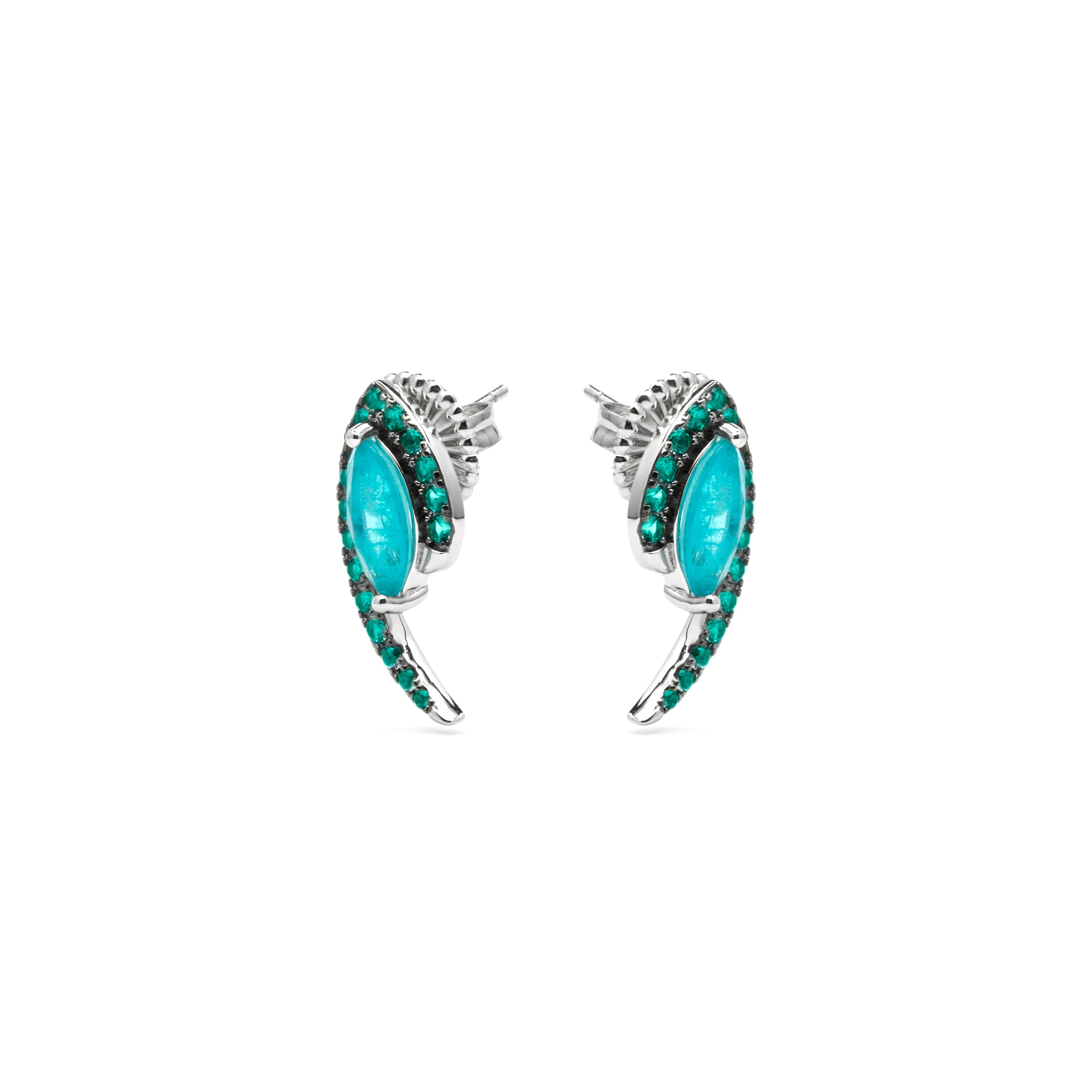 925er Silber Ohrringe mit Paraiba grünem hydrothermalem Quarz, rhodiniert - Lesli