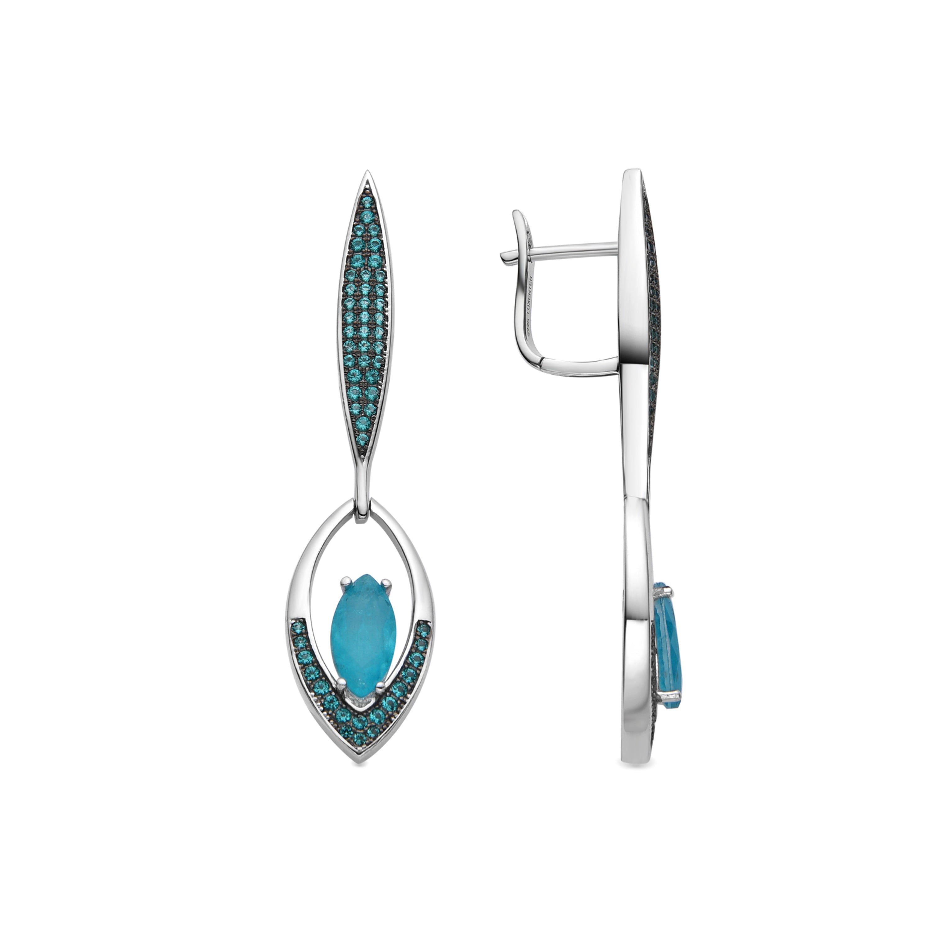 Ohrringe aus 925er Sterlingsilber und grünem Paraiba-Hydrothermalschmuck mit Rhodium-Finish - Incro