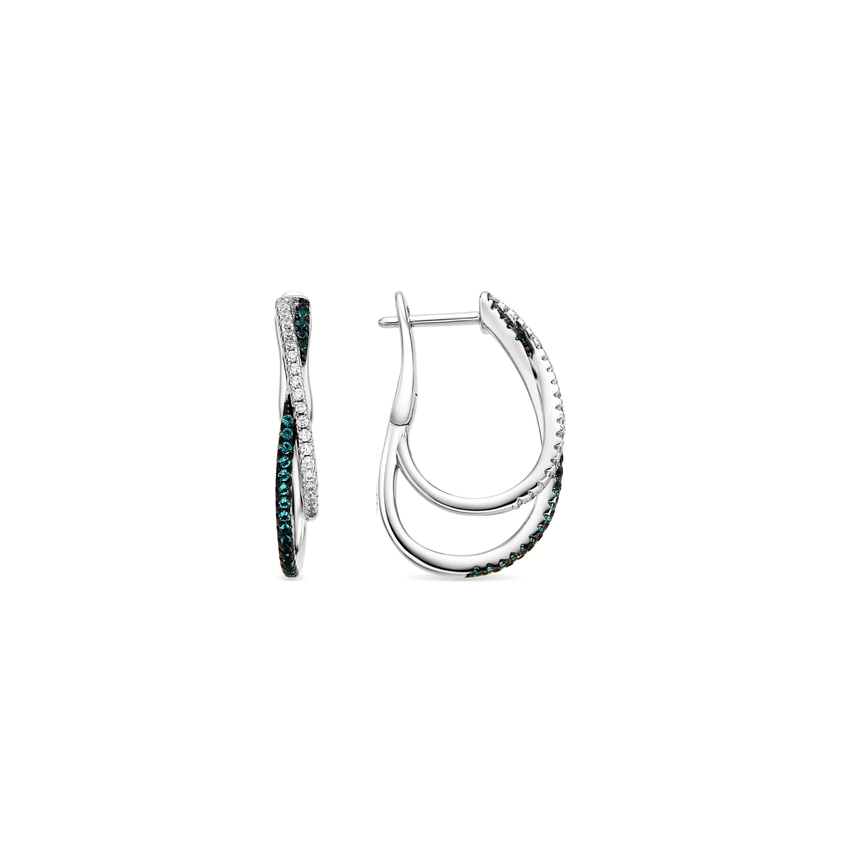 925 Sterling Silver Earrings with Green Paraiba Hydrothermal Quartz, Rhodium Finish - Atyra