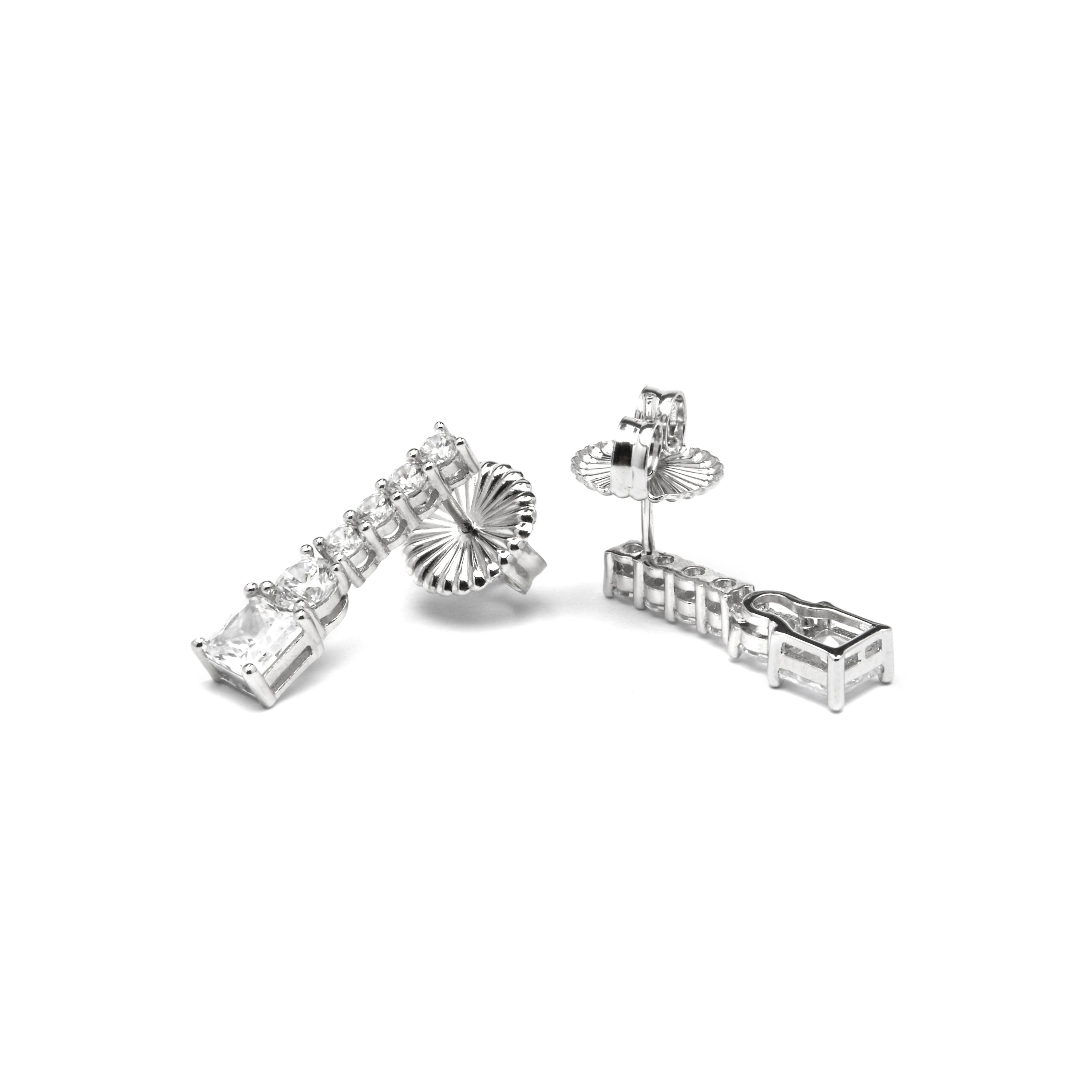 Boucles d'oreilles en argent sterling 925 et zircon brillant finition rhodiée - Himith