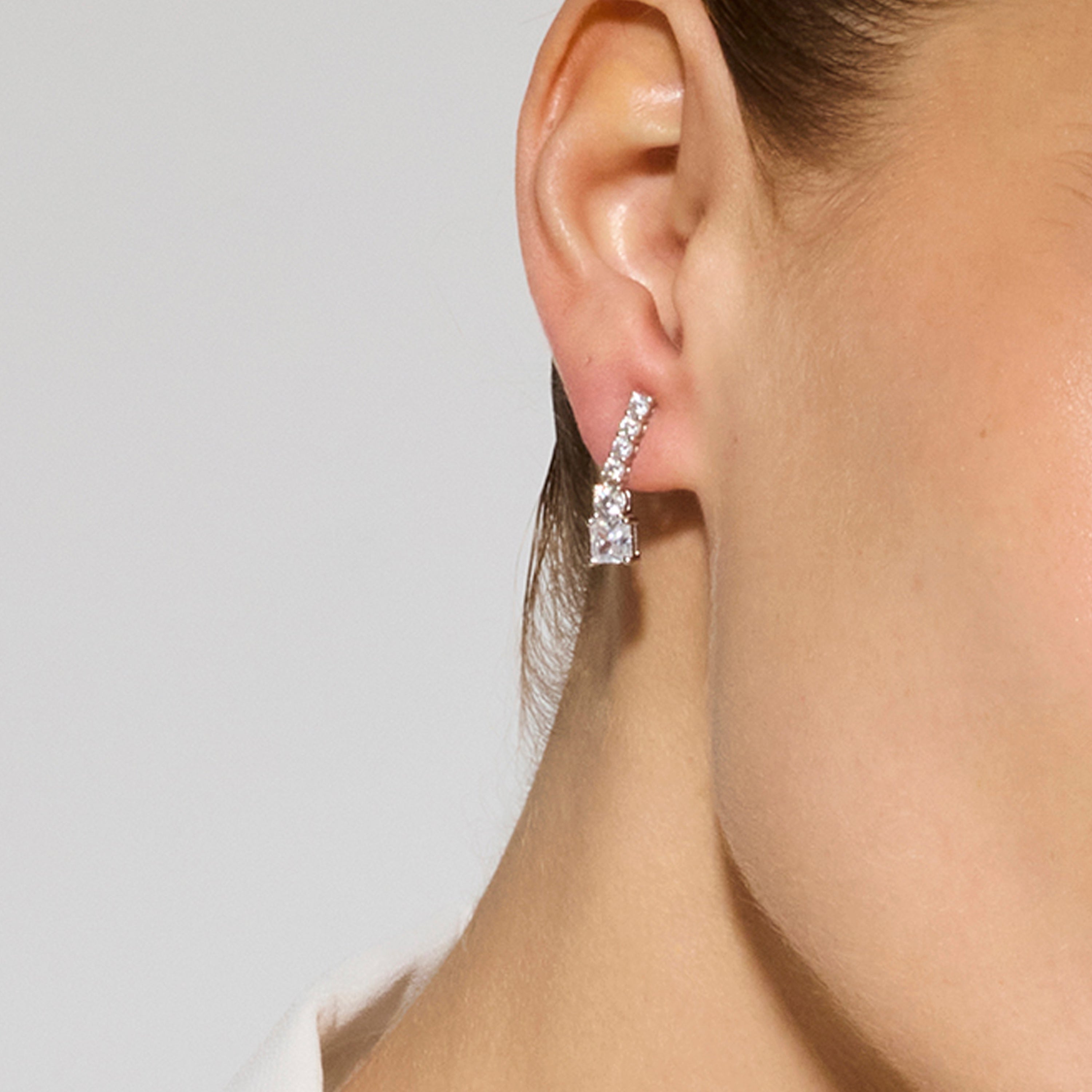 Boucles d'oreilles en argent sterling 925 et zircon brillant finition rhodiée - Himith