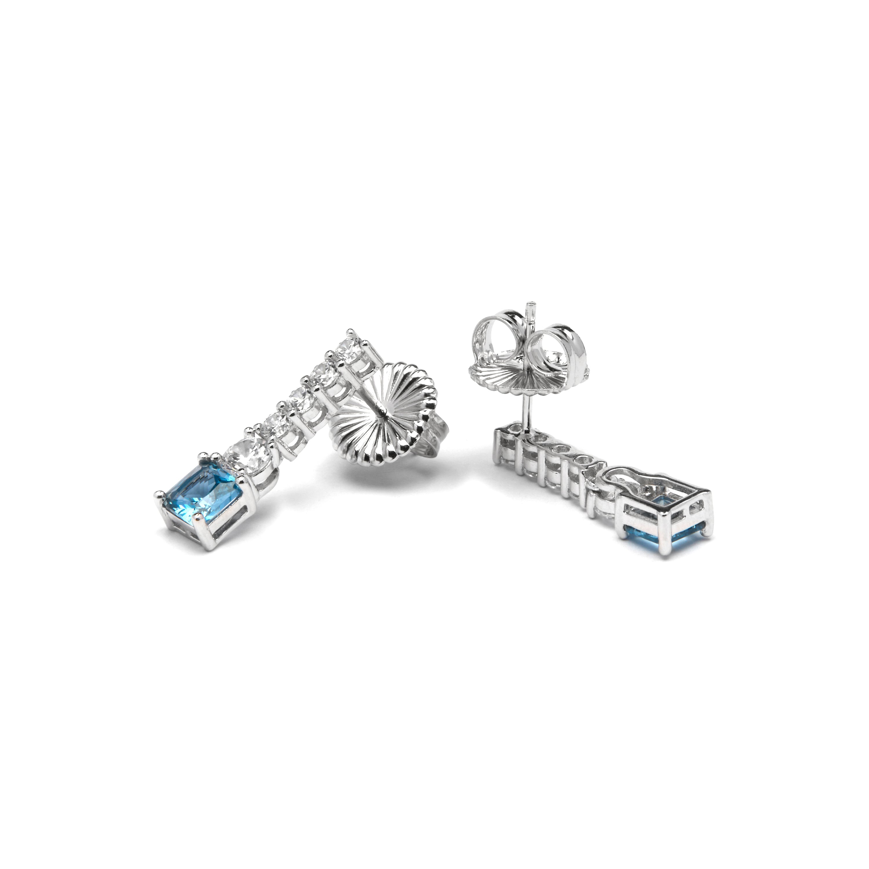 Boucles d'oreilles en argent sterling 925 et zircon brillant finition rhodiée - Himith