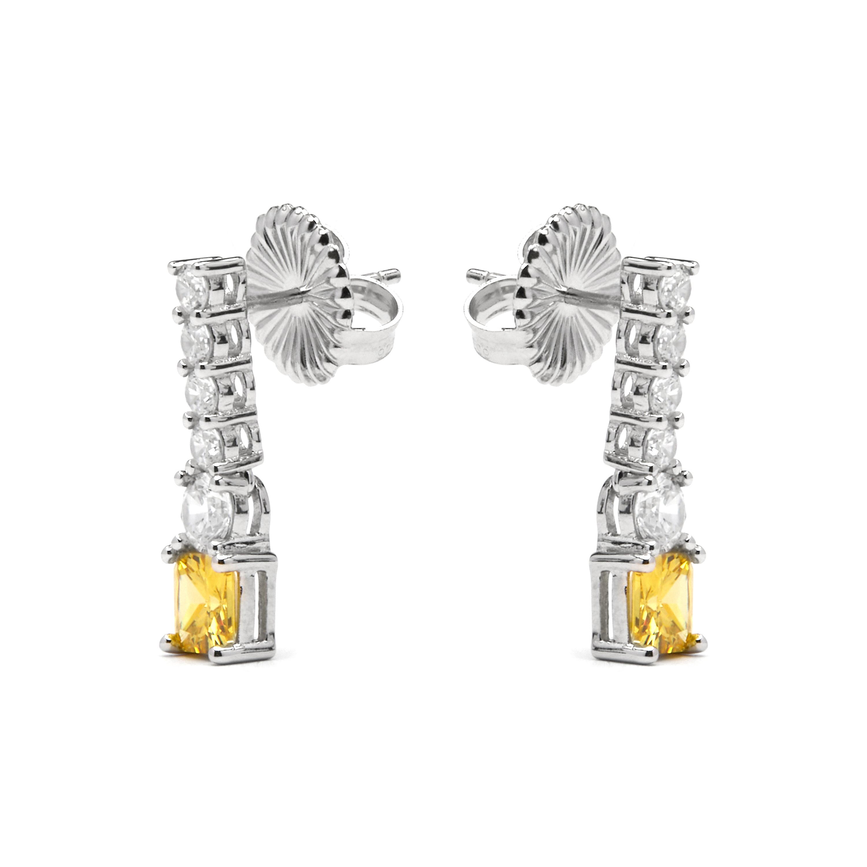 Boucles d'oreilles en argent sterling 925 et zircon brillant finition rhodiée - Himith