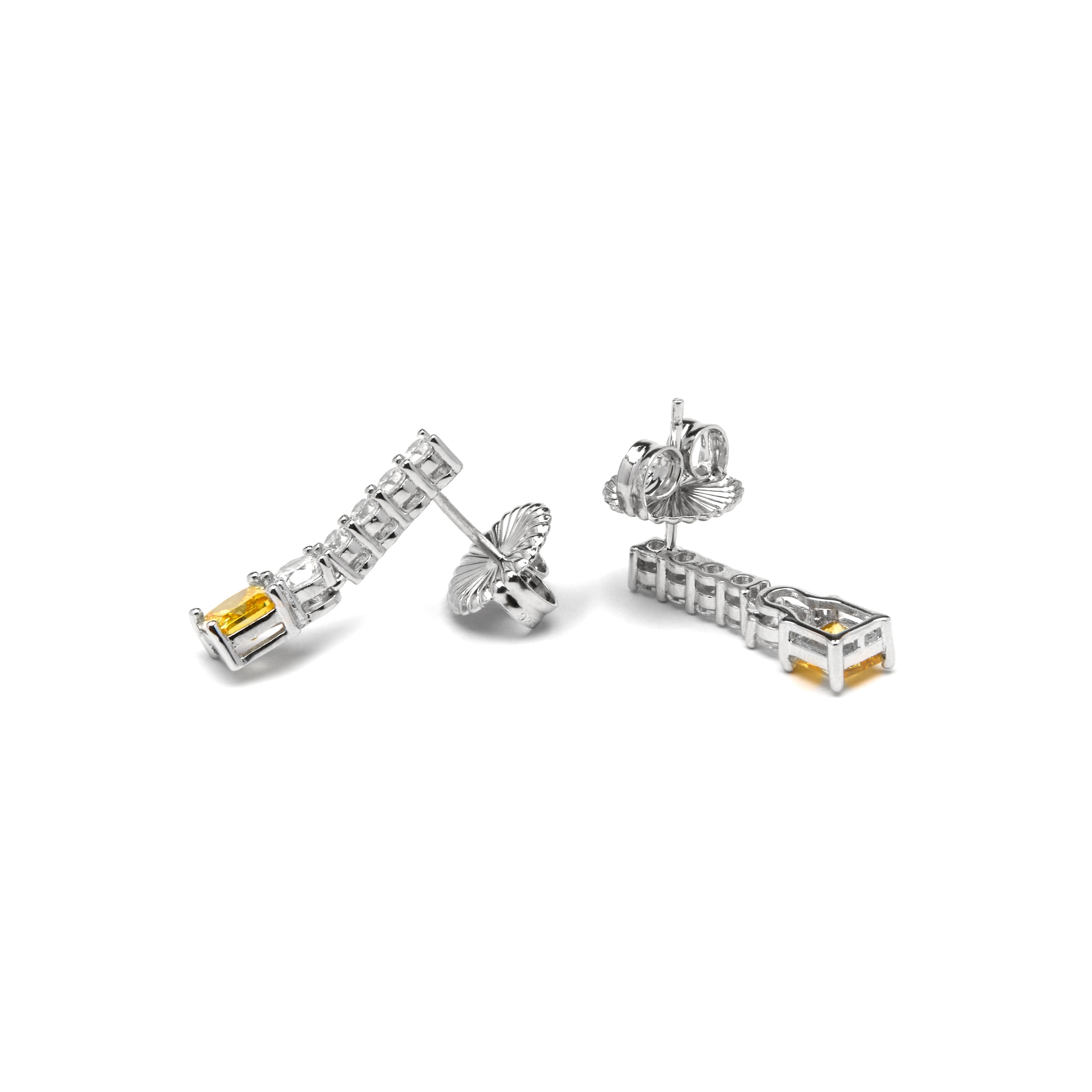 Boucles d'oreilles en argent sterling 925 et zircon brillant finition rhodiée - Himith