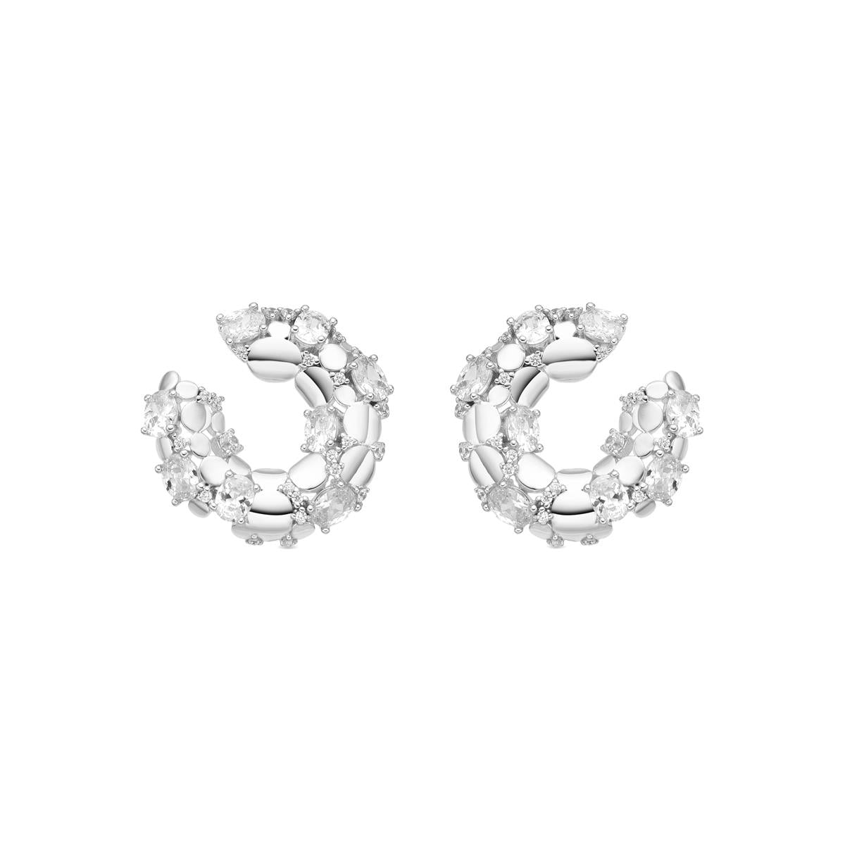 925 Sterling Silver Earrings with Brilliant Cubic Zirconia rhodium finish - Larent