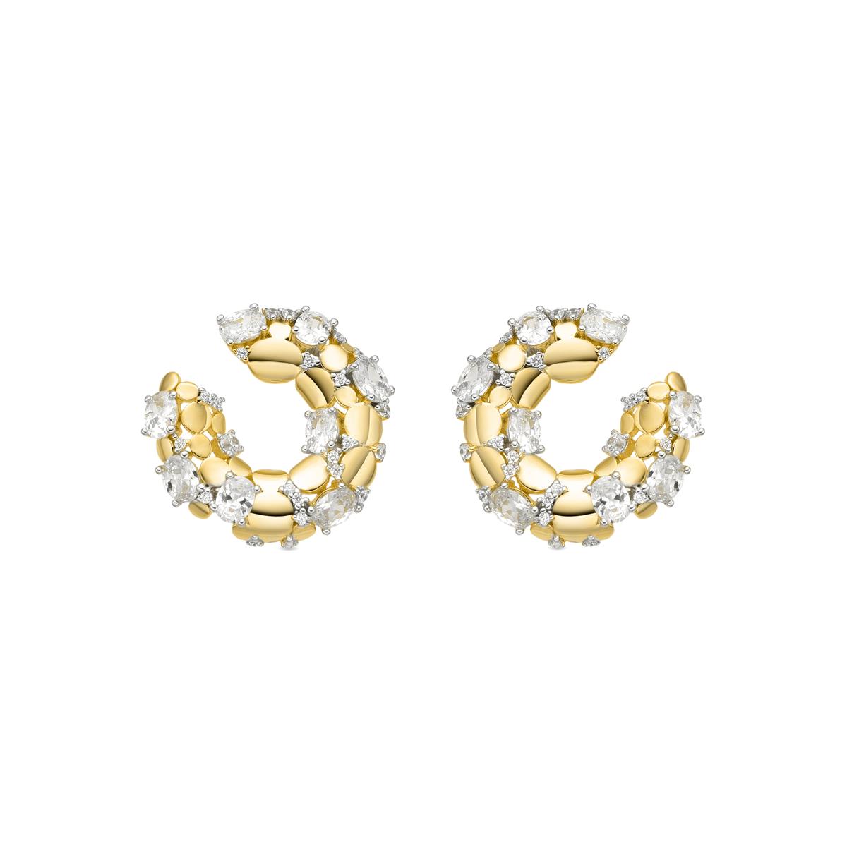 Ohrringe aus 925er Sterlingsilber und funkelndem Zirkonia mit 18k Gelbgold-Finish - Larent