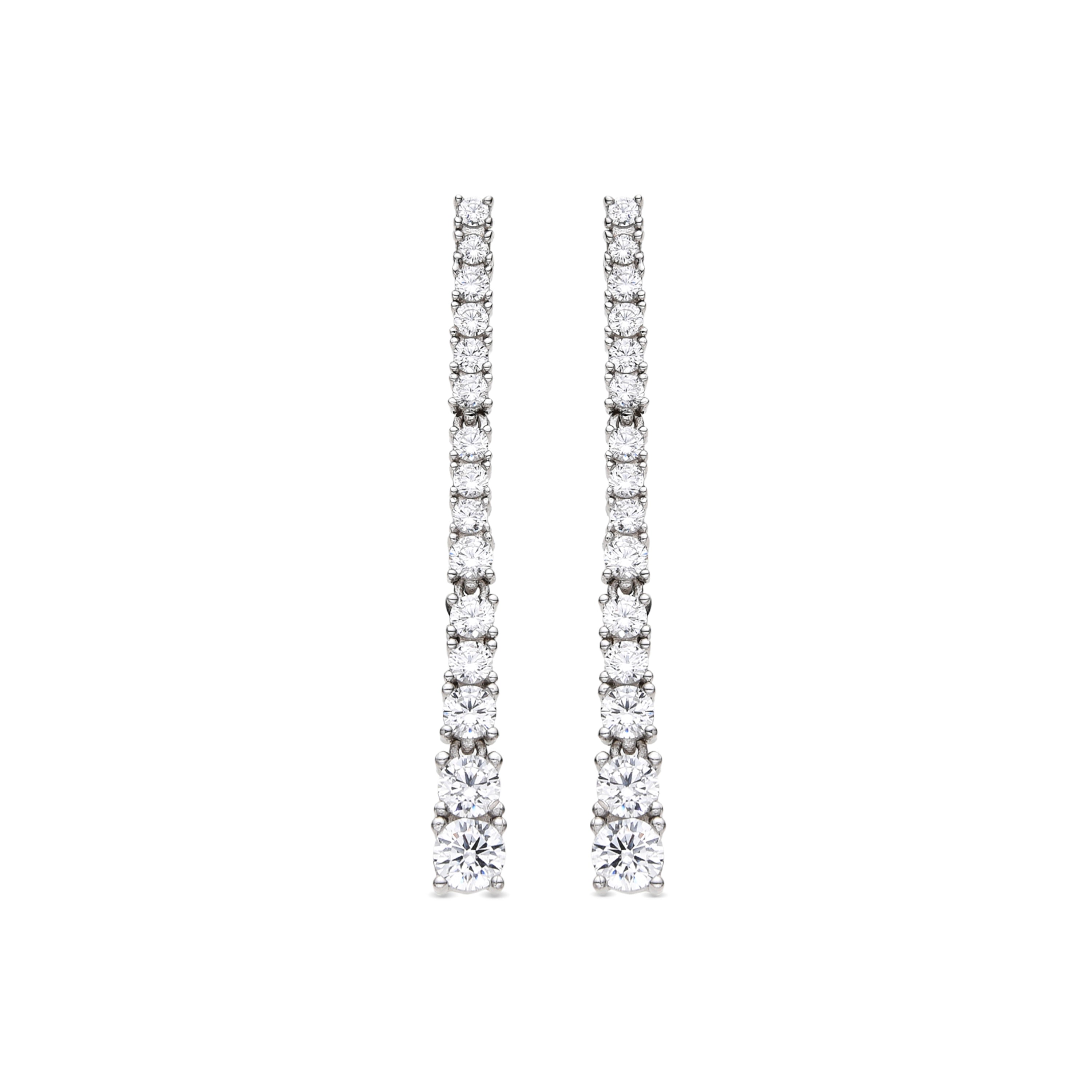 925 Sterling Silver Earrings with Brilliant Zirconia, Rhodium Finish - Vorgaz
