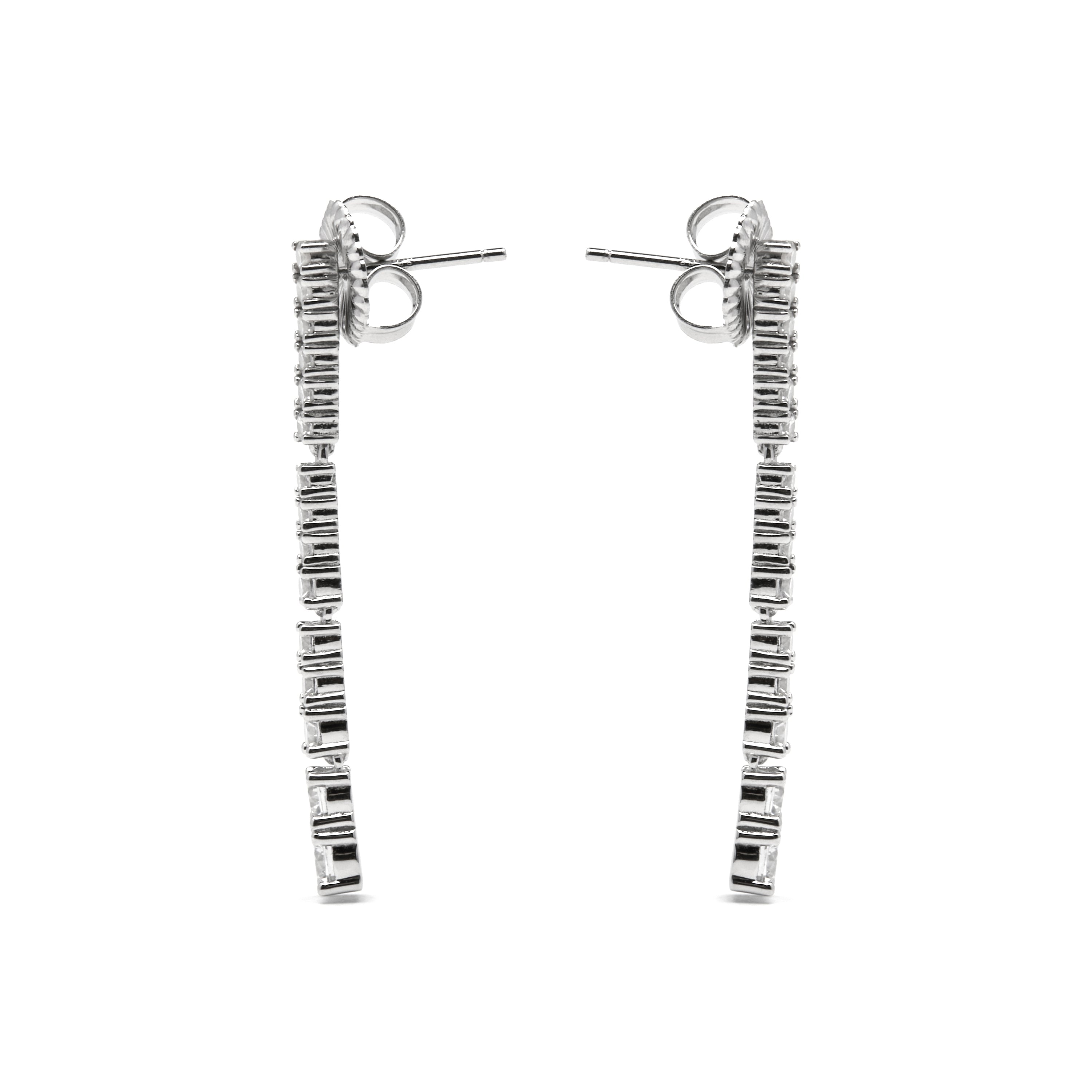 925 Sterling Silver Earrings with Brilliant Zirconia, Rhodium Finish - Vorgaz
