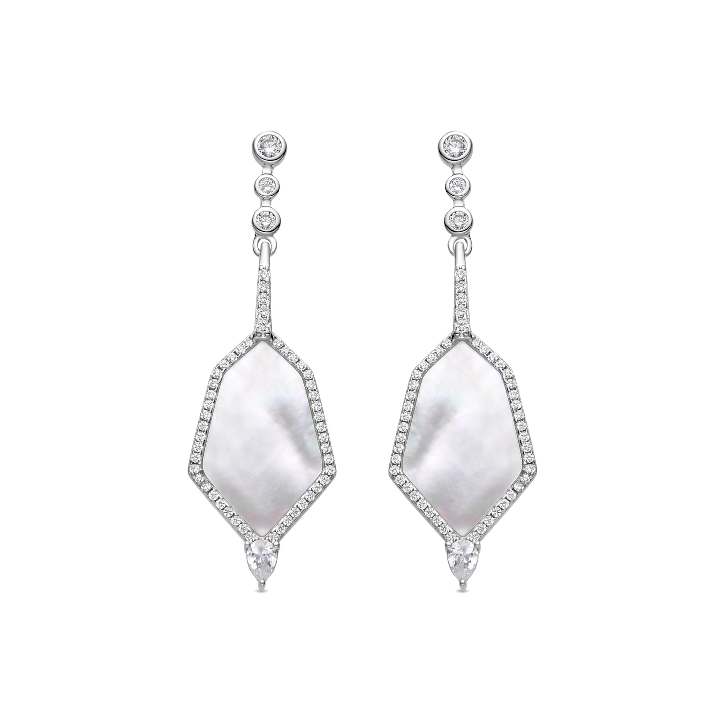 Pendientes de Plata de Ley 925 y Circonita Brillante acabado rodio - Faios