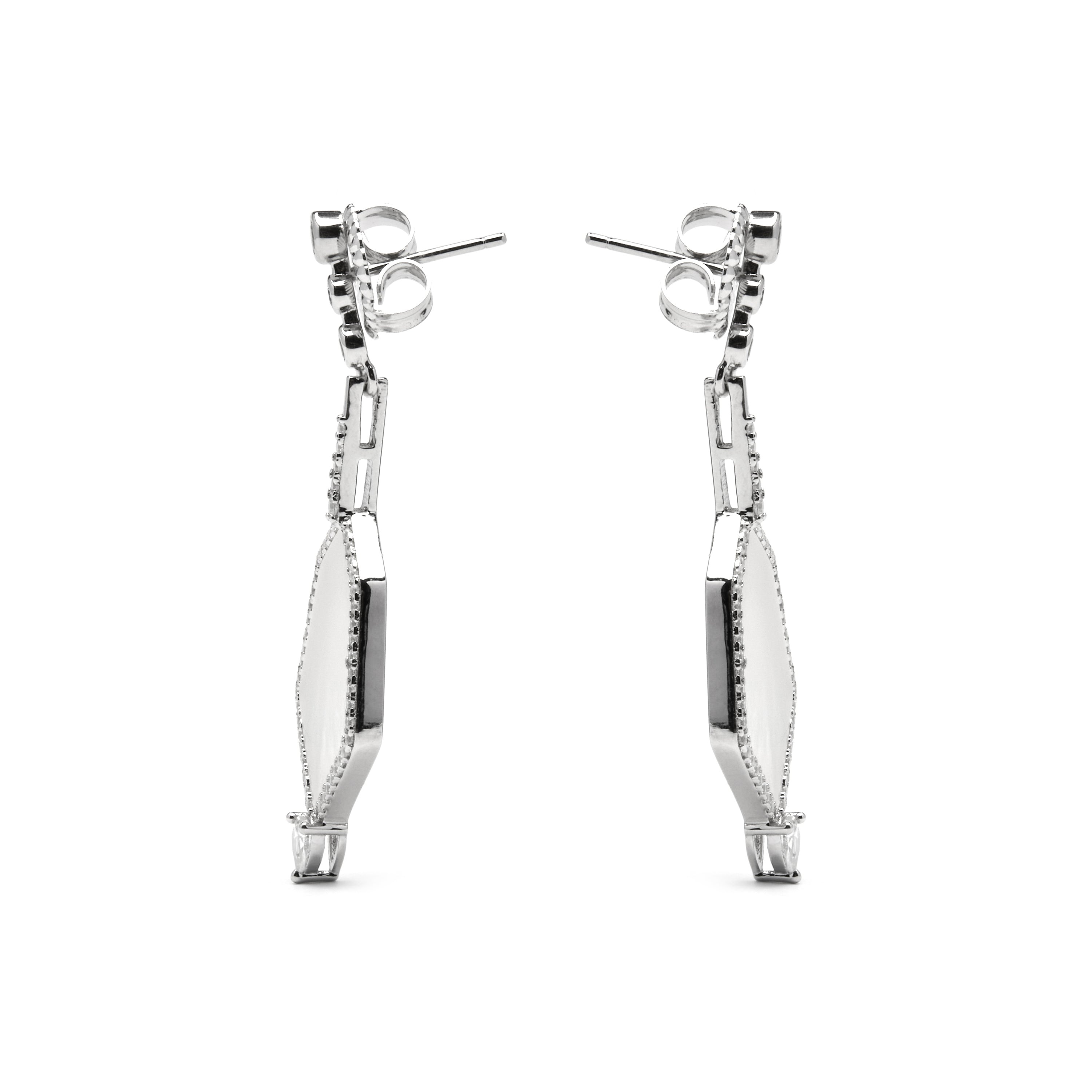 Boucles d'oreilles en argent sterling 925 et zircon brillant finition rhodiée - Faios