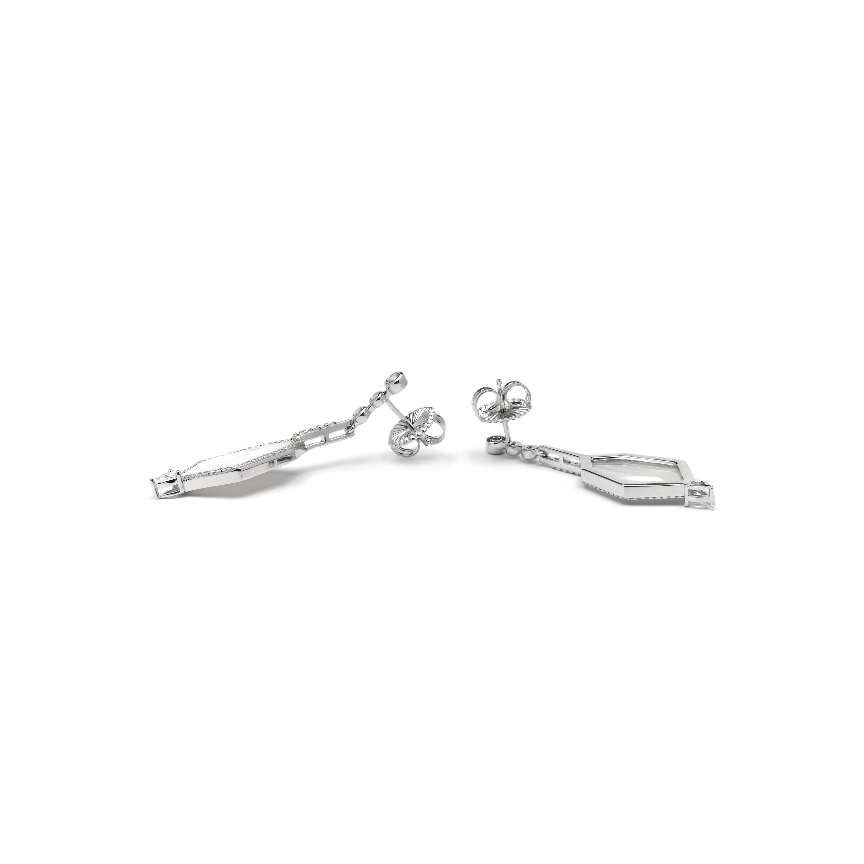 Boucles d'oreilles en argent sterling 925 et zircon brillant finition rhodiée - Faios