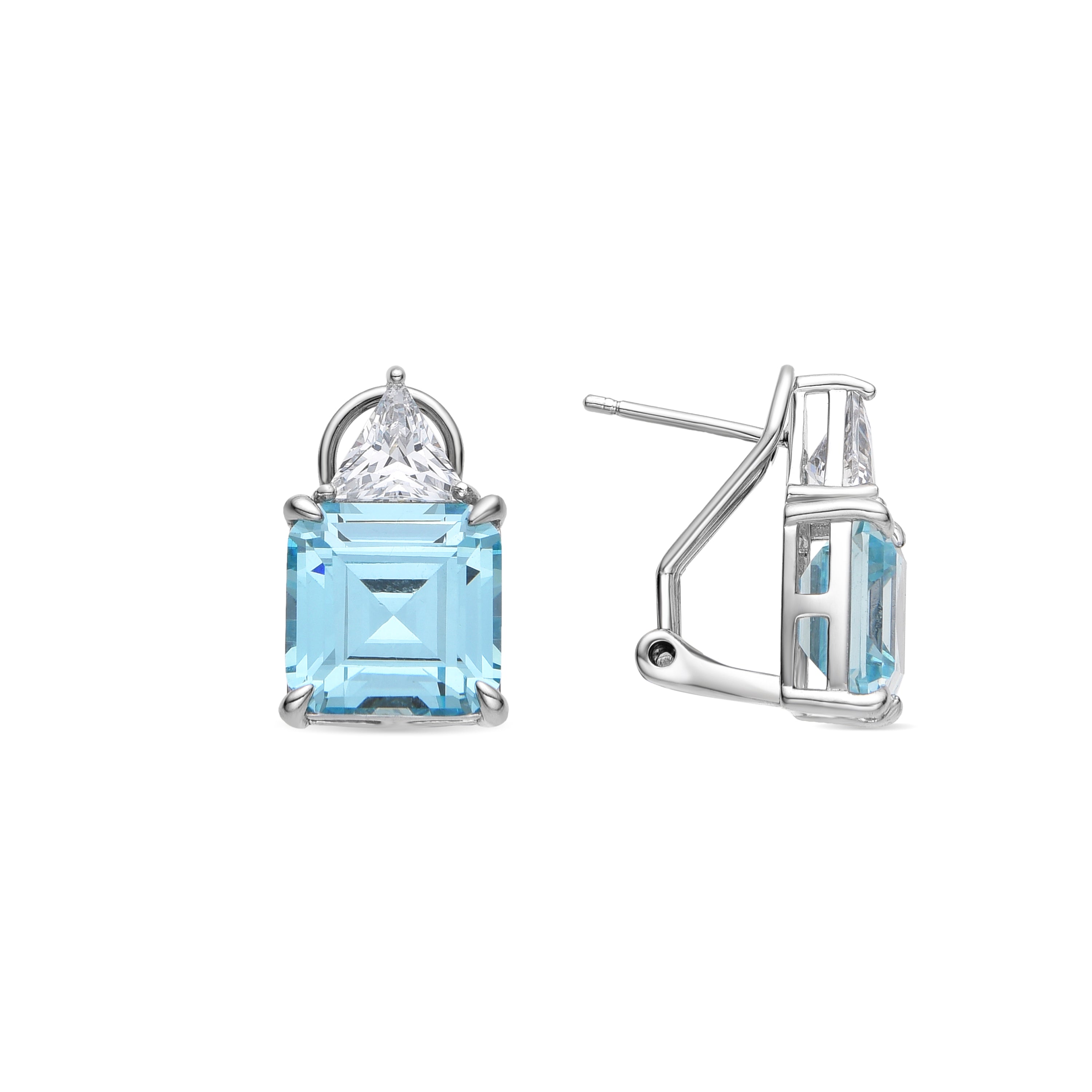 Orecchini in Argento Sterling 925 e Quarzo Iidrotermale Acquamarina finitura rodio - Rukna
