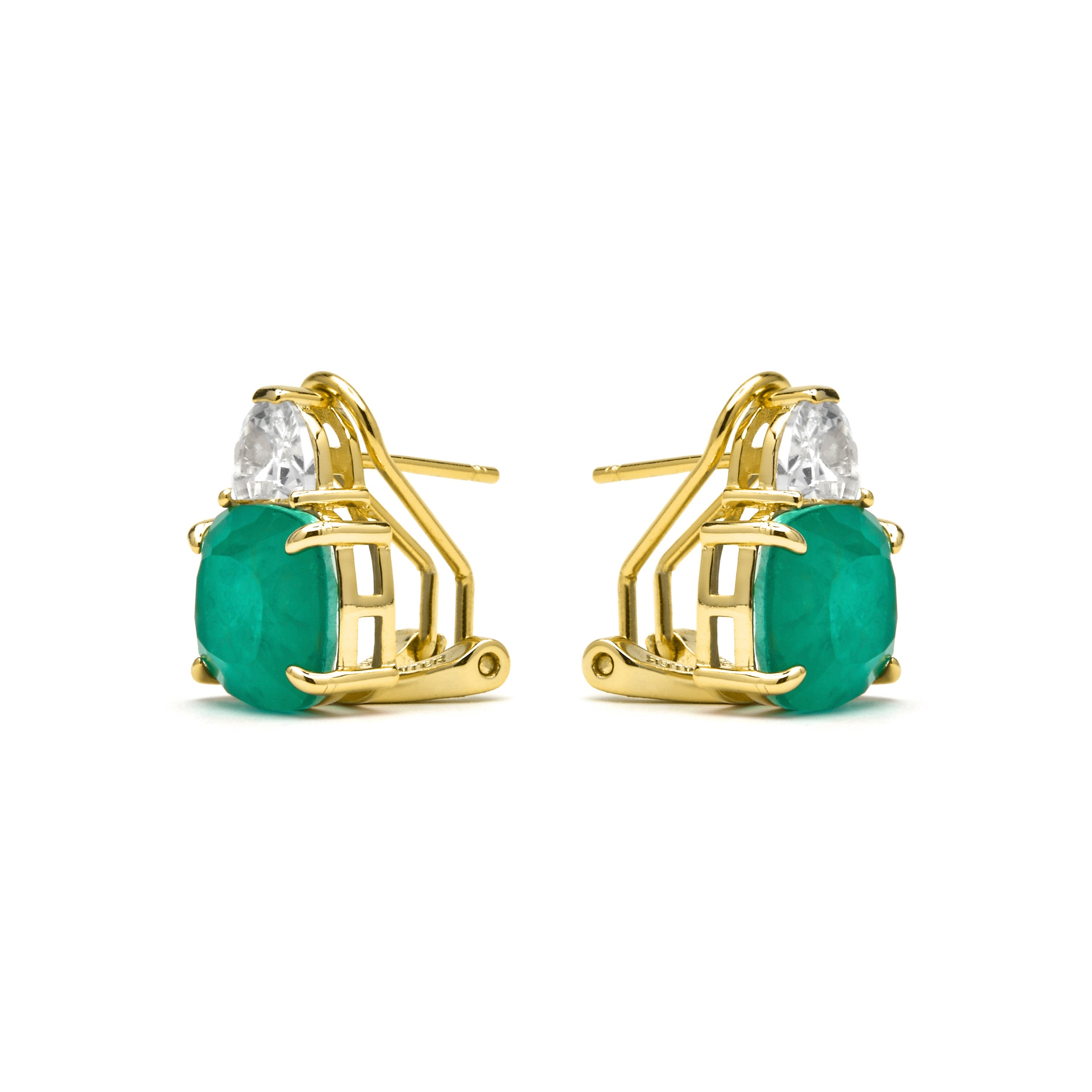 Ohrringe aus 925er Sterlingsilber und grünem Paraiba-Hydrothermalquarz mit 18k Gelbgold-Finish - Rukna