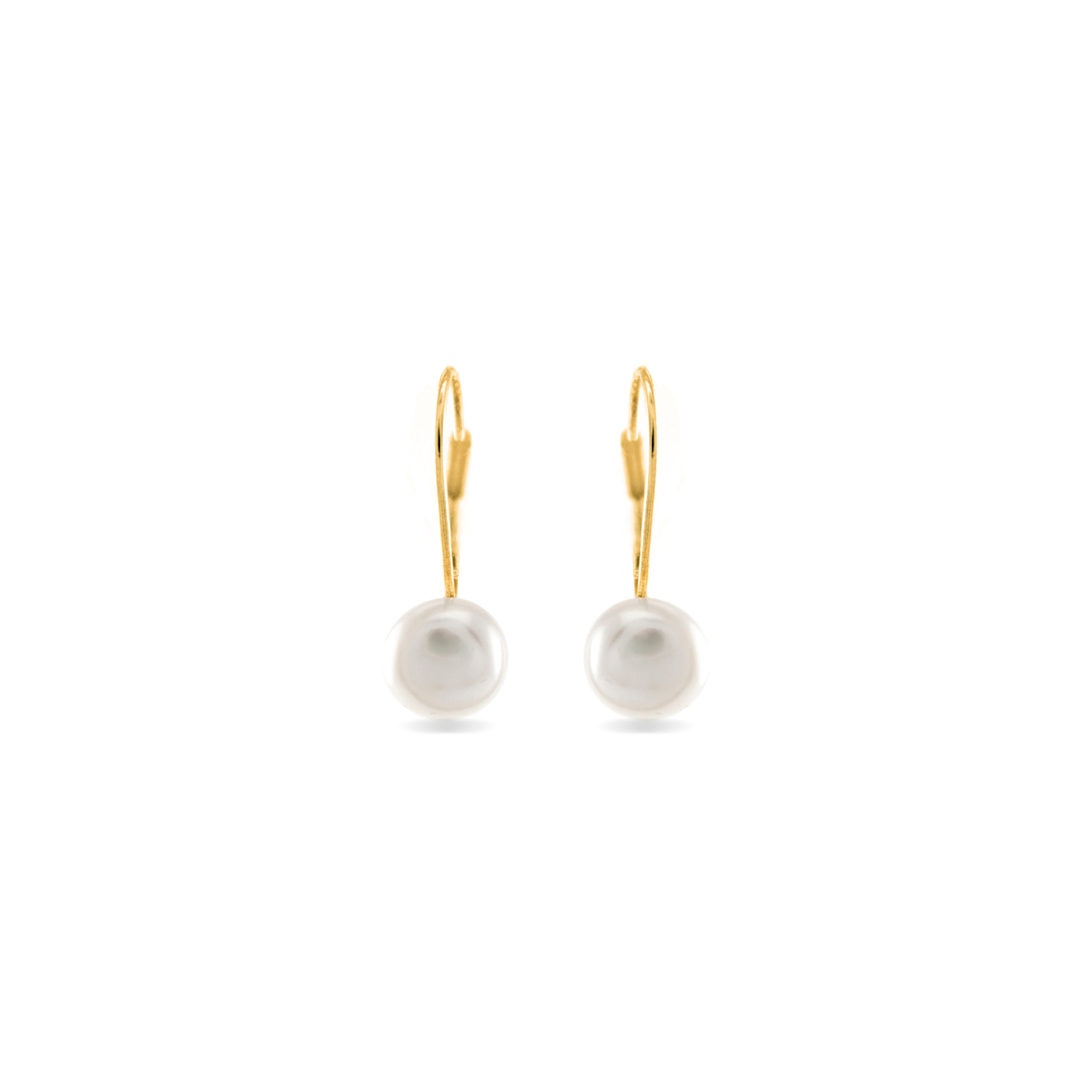 Pendientes de Plata de Ley 925 con Perla Blanca acabados en oro amarillo 18K - Essential