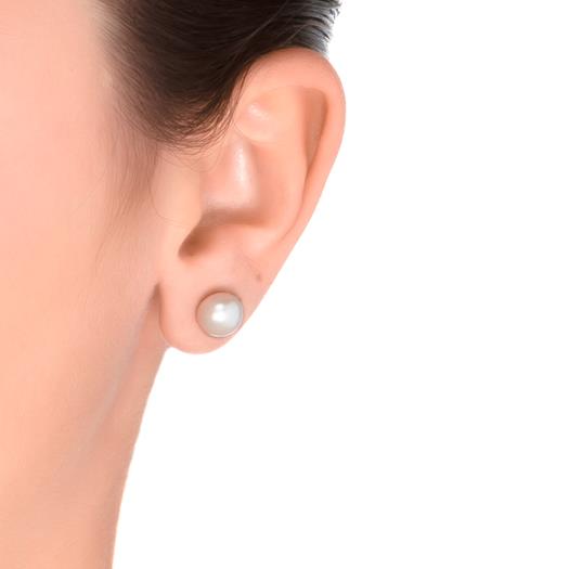 Orecchini in Argento Sterling 925 con Perla Bianca finiti in rodio - Essential
