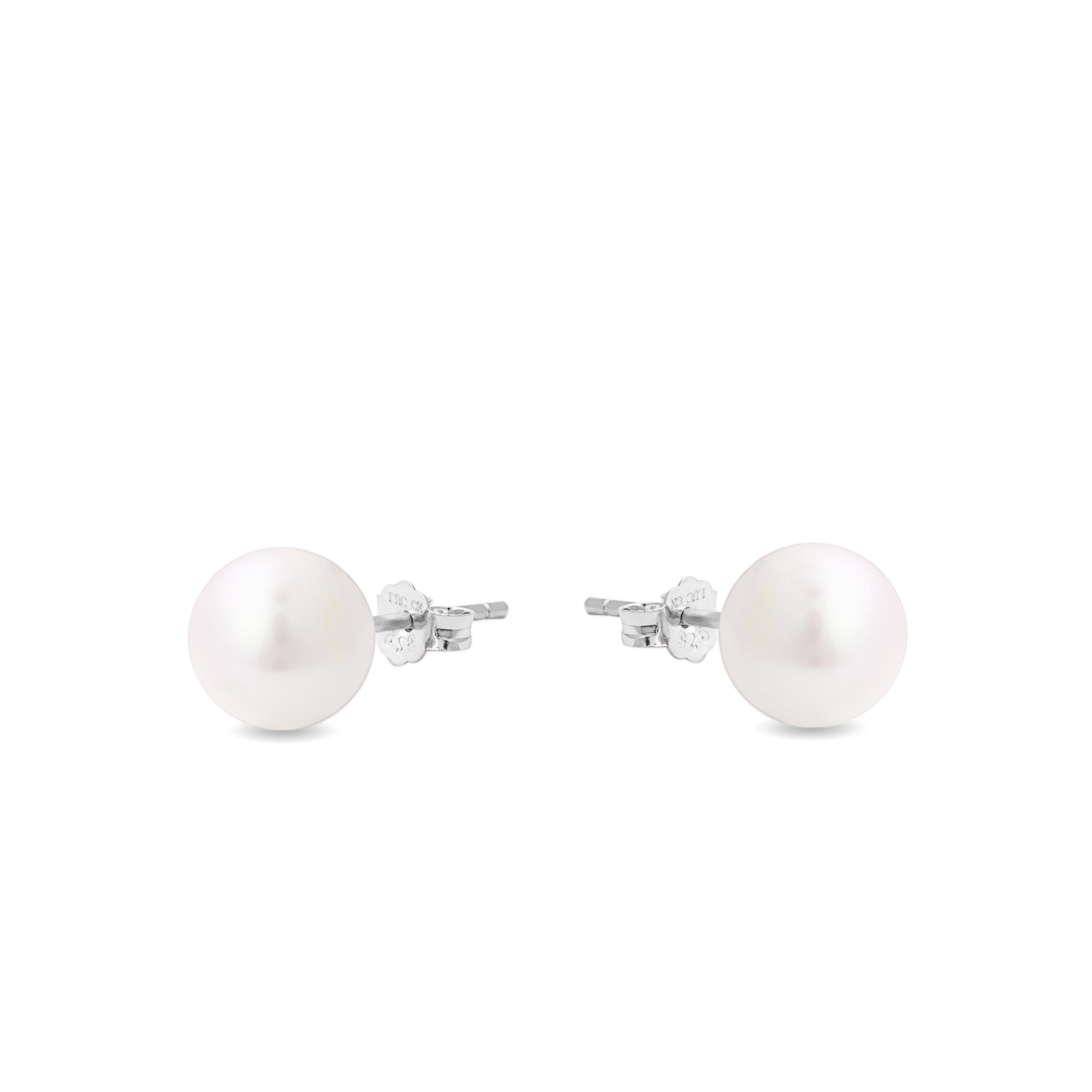 Orecchini in Argento Sterling 925 con Perla Bianca finiti in rodio - Essential