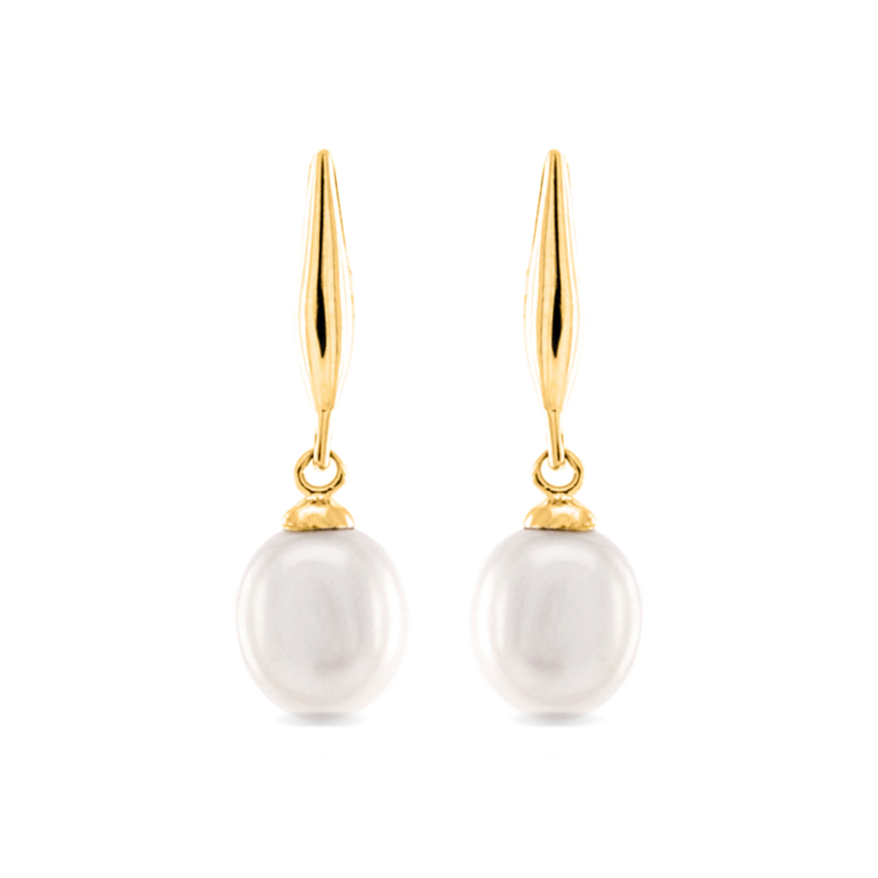 Orecchini in Argento 925 con Perla Bianca finiti in oro giallo 18K - Essential
