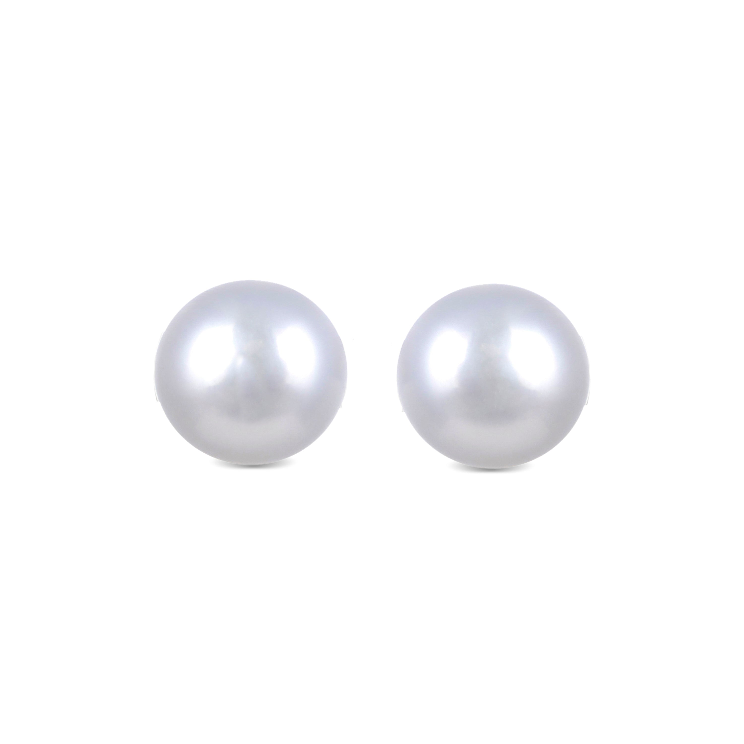 925 Sterling Silver Earrings with White Pearl Rhodium Finish - Basic