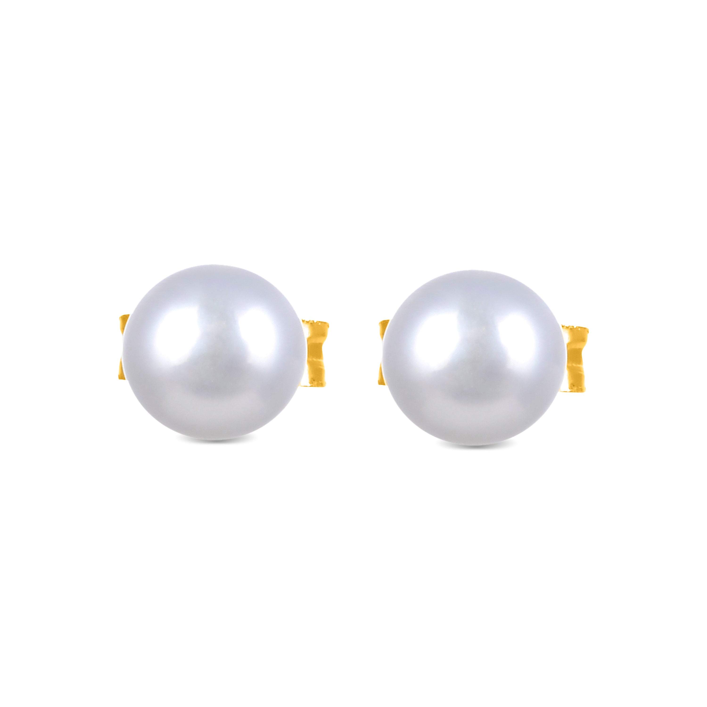 925 Sterling Silver Earrings with White Pearl finished in 18K yellow gold - Basic
