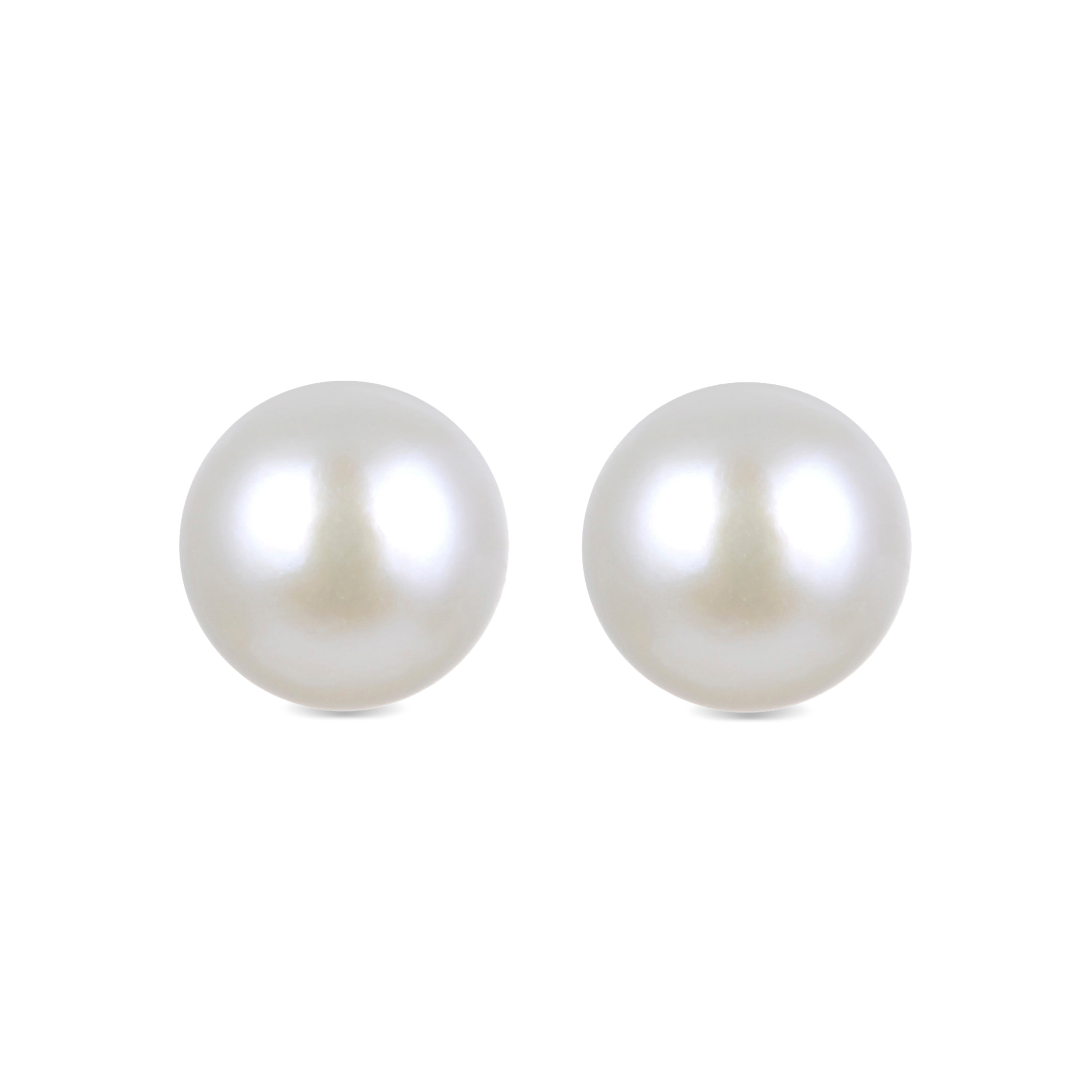 925 Sterling Silver Earrings with White Pearl Rhodium Finish - Basic