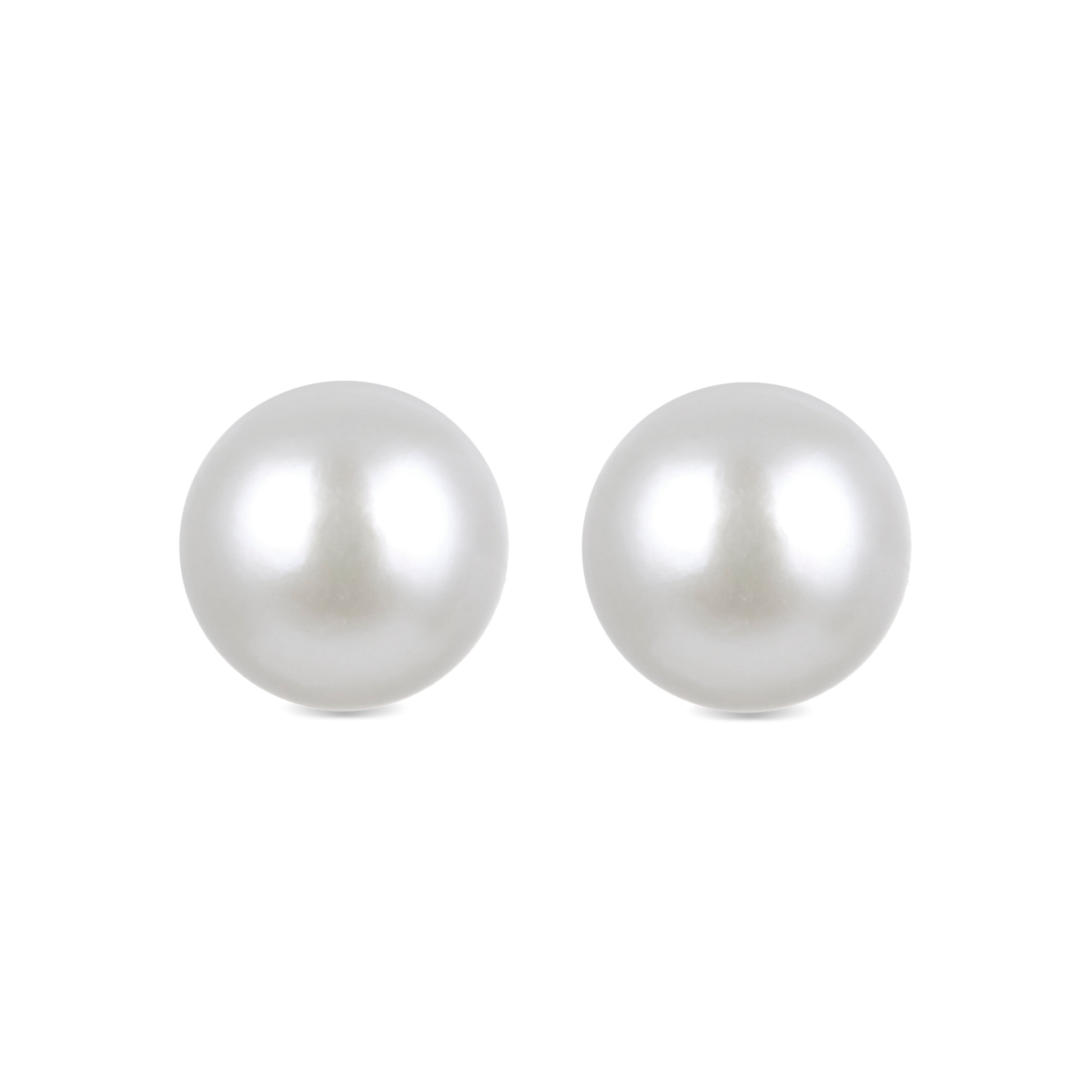 925 Sterling Silver Earrings with White Pearl finished in 18K yellow gold - Basic