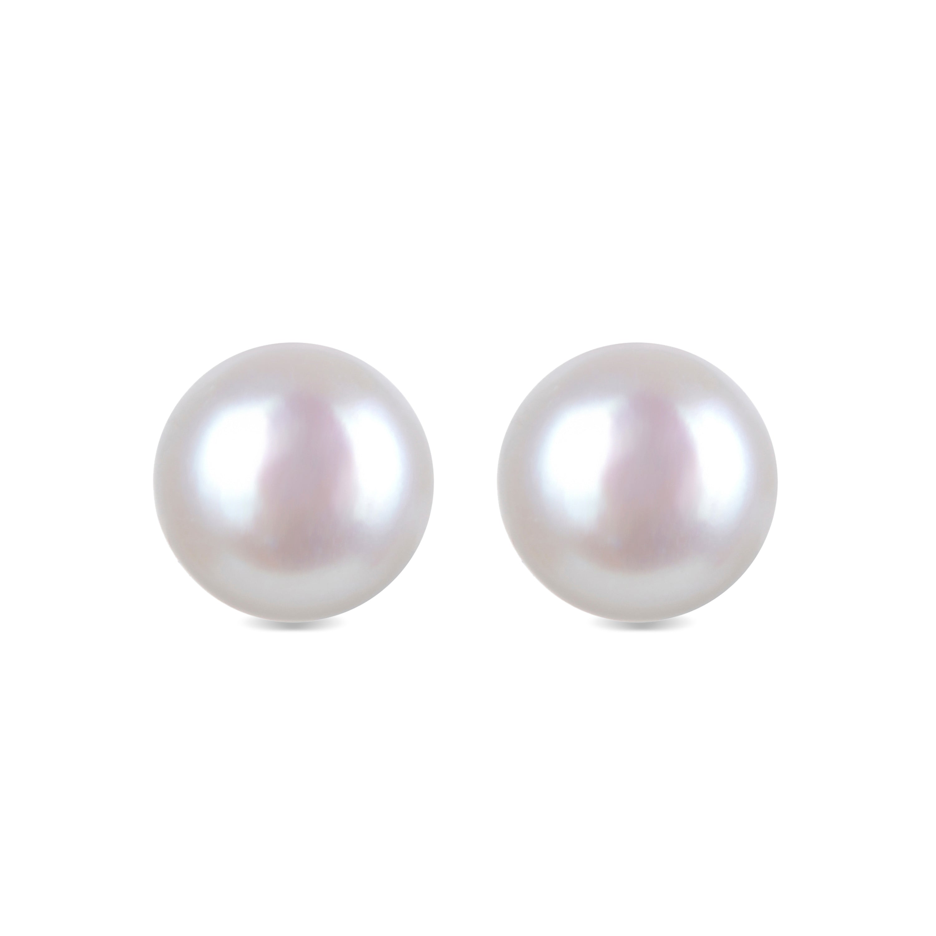 925 Sterling Silver Earrings with White Pearl Rhodium Finish - Basic