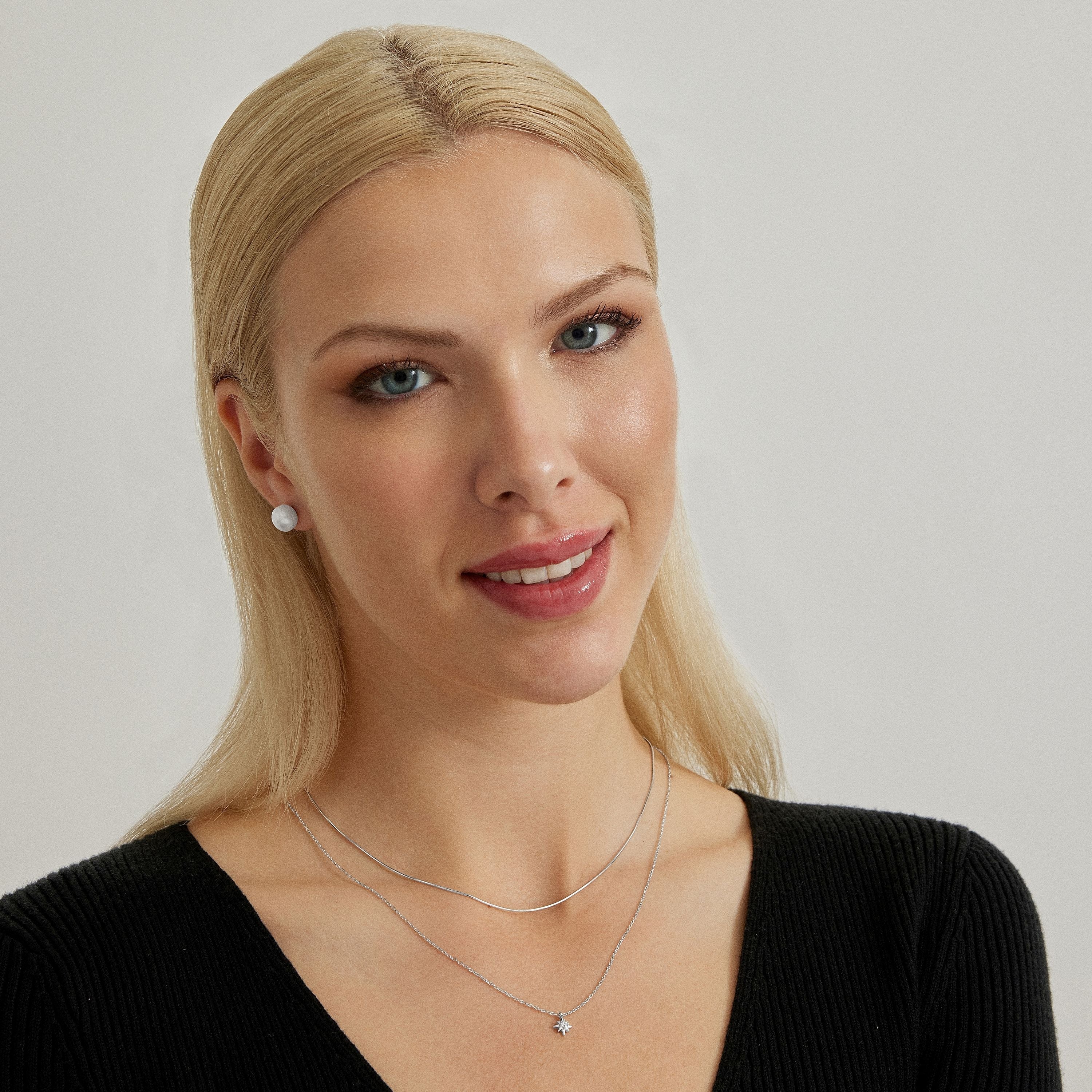 Orecchini in Argento Sterling 925 con Perla Bianca finiti in rodio - Base