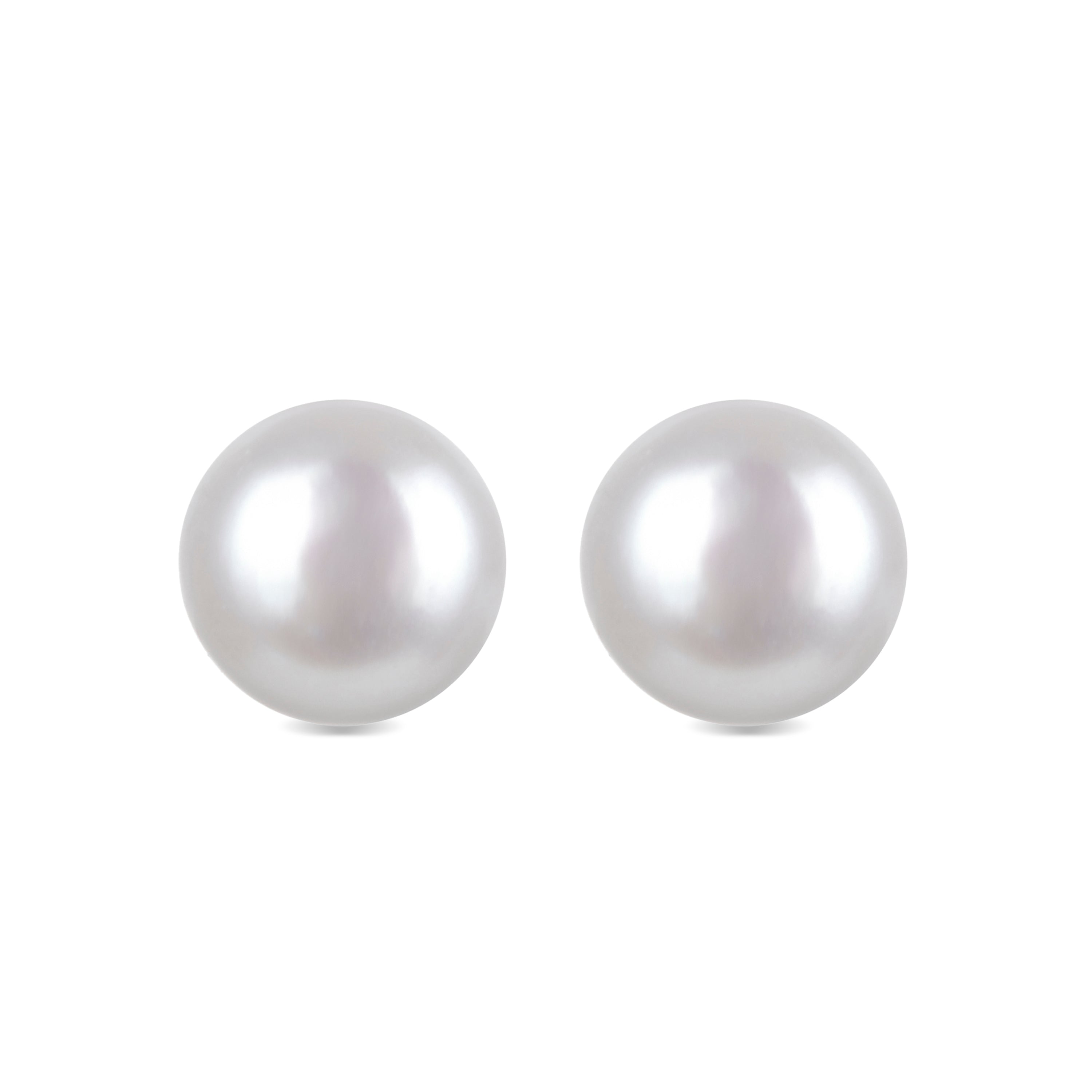 925 Sterling Silver Earrings with White Pearl finished in 18K Yellow Gold - Basic