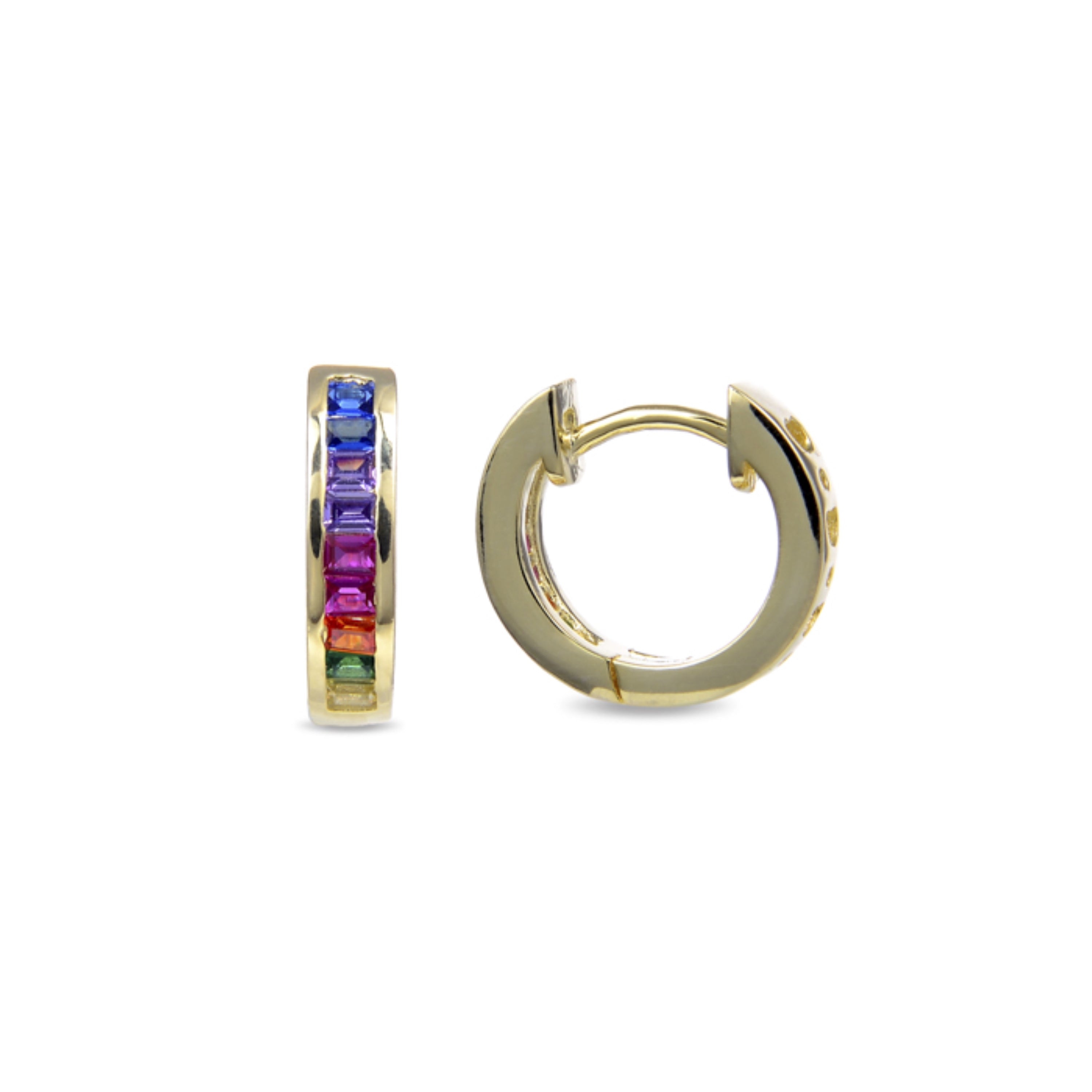 Orecchini in Argento Sterling 925 con Zirconia Multicolore finiti in oro giallo 18K - Tuhato