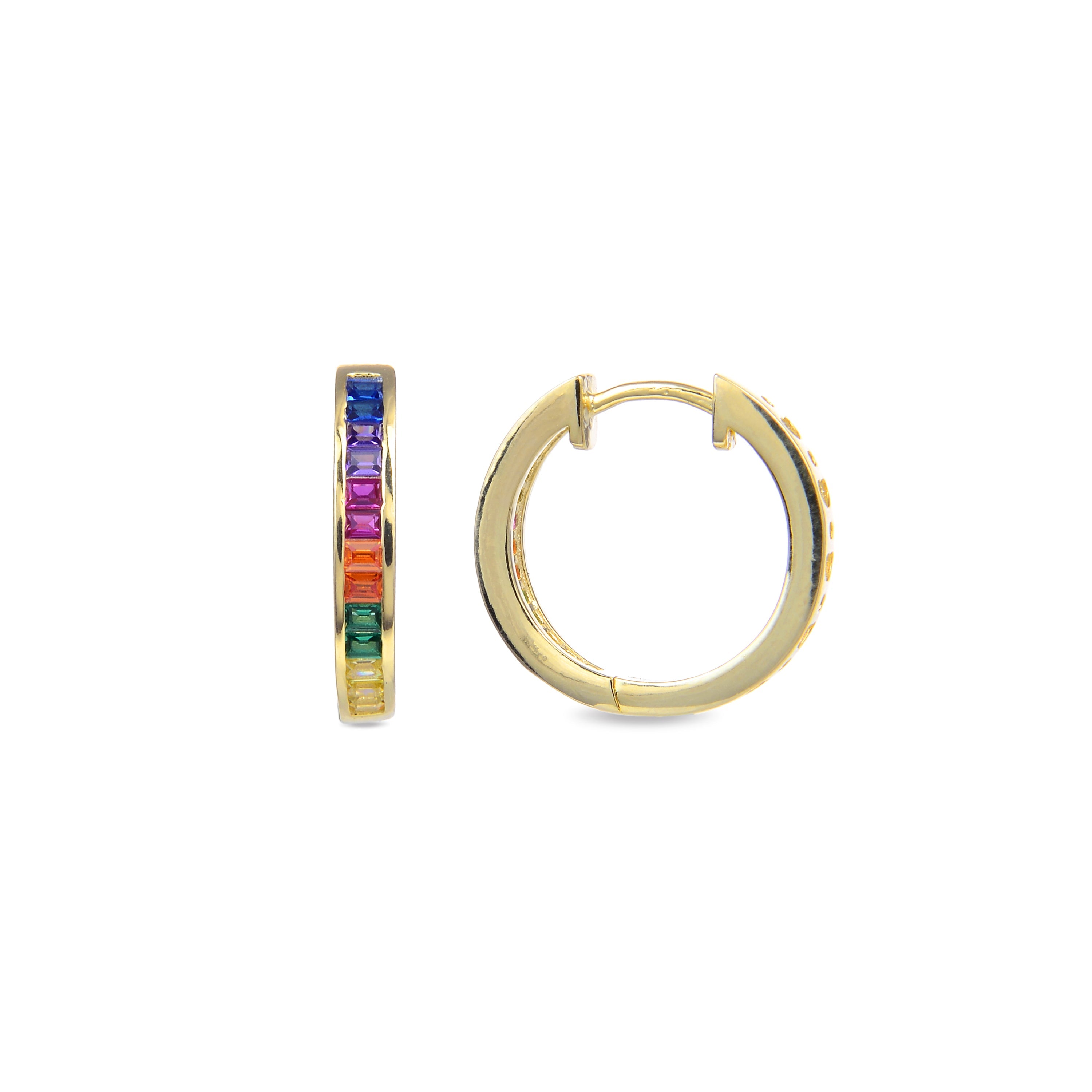 Orecchini in Argento Sterling 925 con Zirconia Multicolore finiti in oro giallo 18K - Tuhato