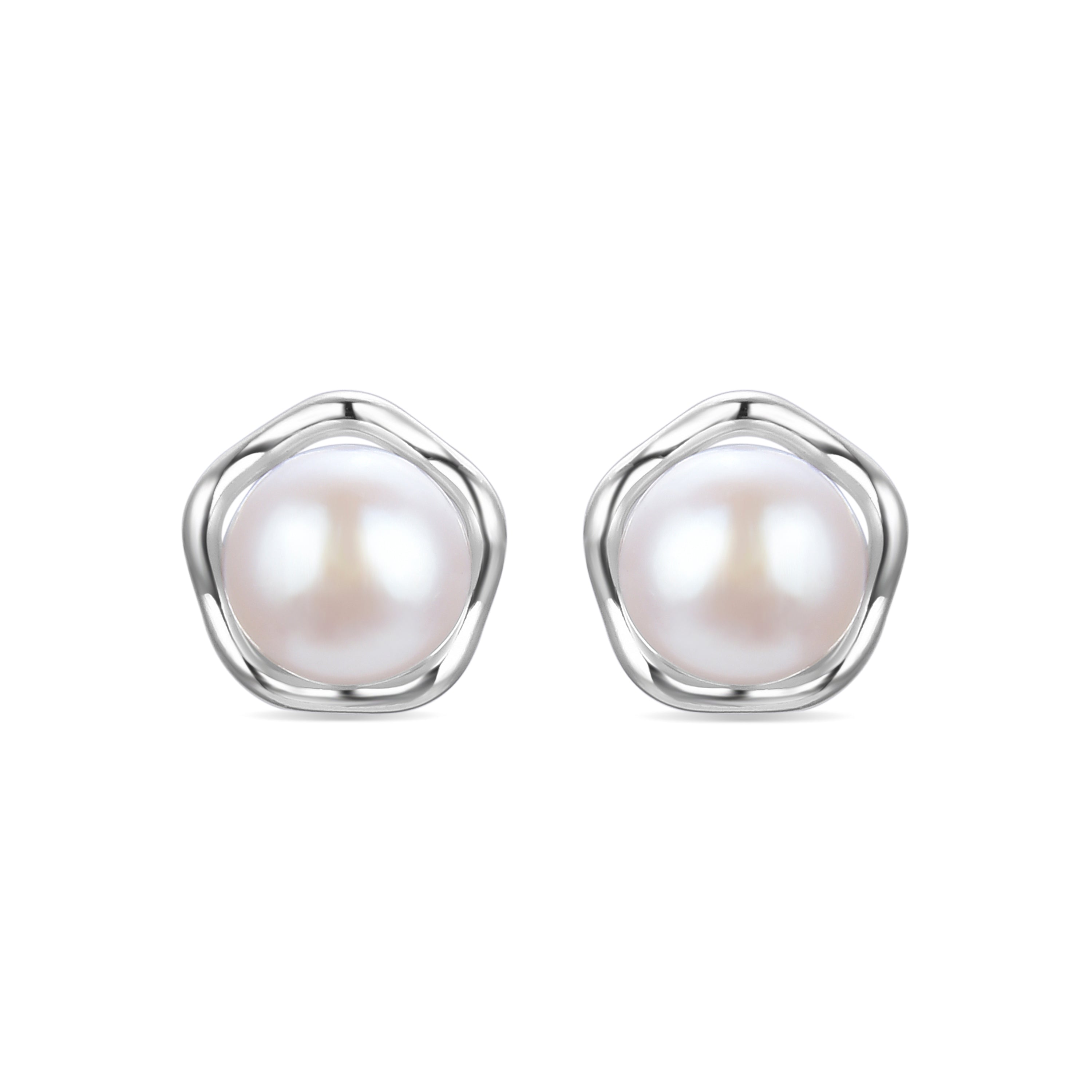 Orecchini in Argento Sterling 925 con Perla Bianca finiti in rodio - Kirmat