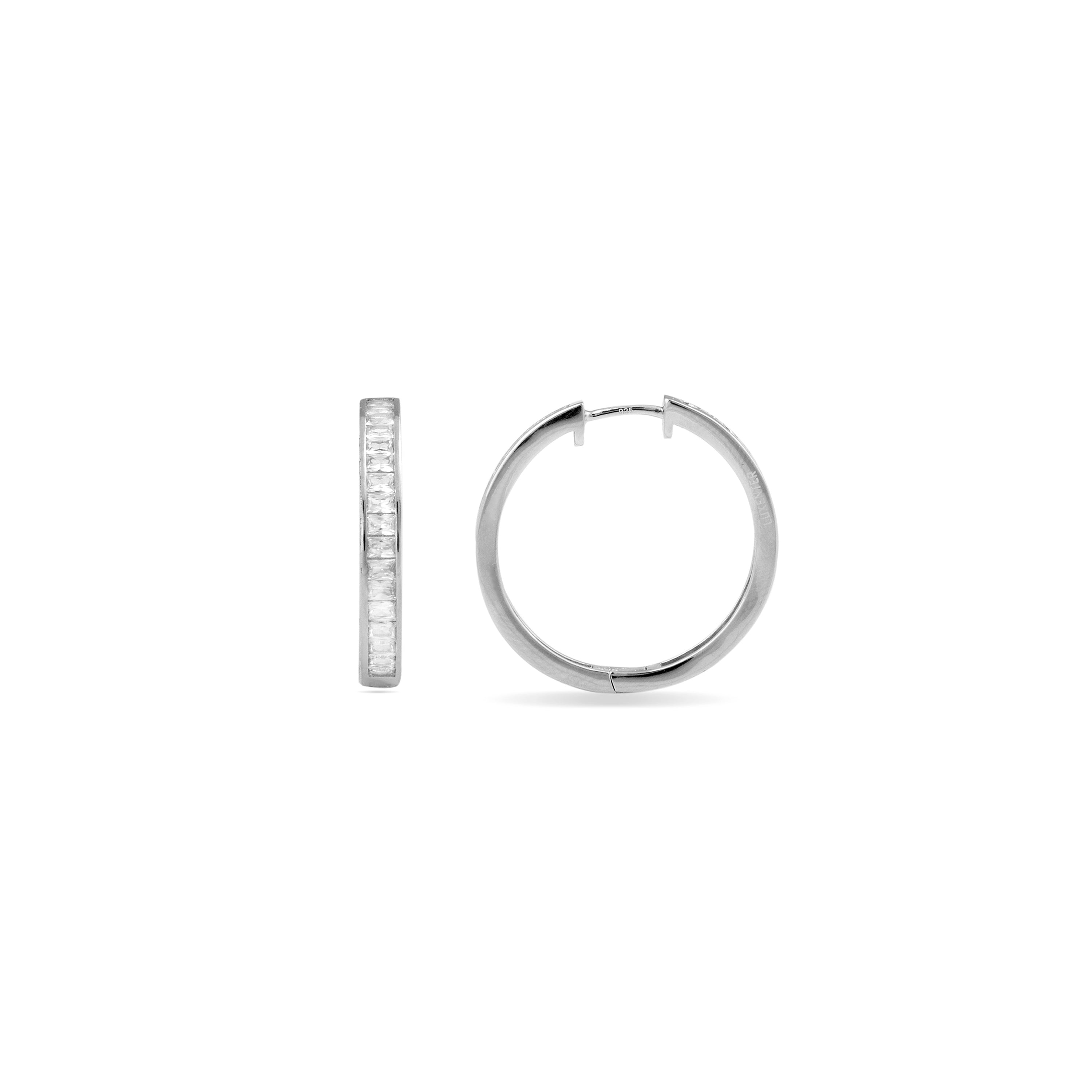 925 Sterling Silver Earrings with Brilliant Zirconia finished in Rhodium - Sebras