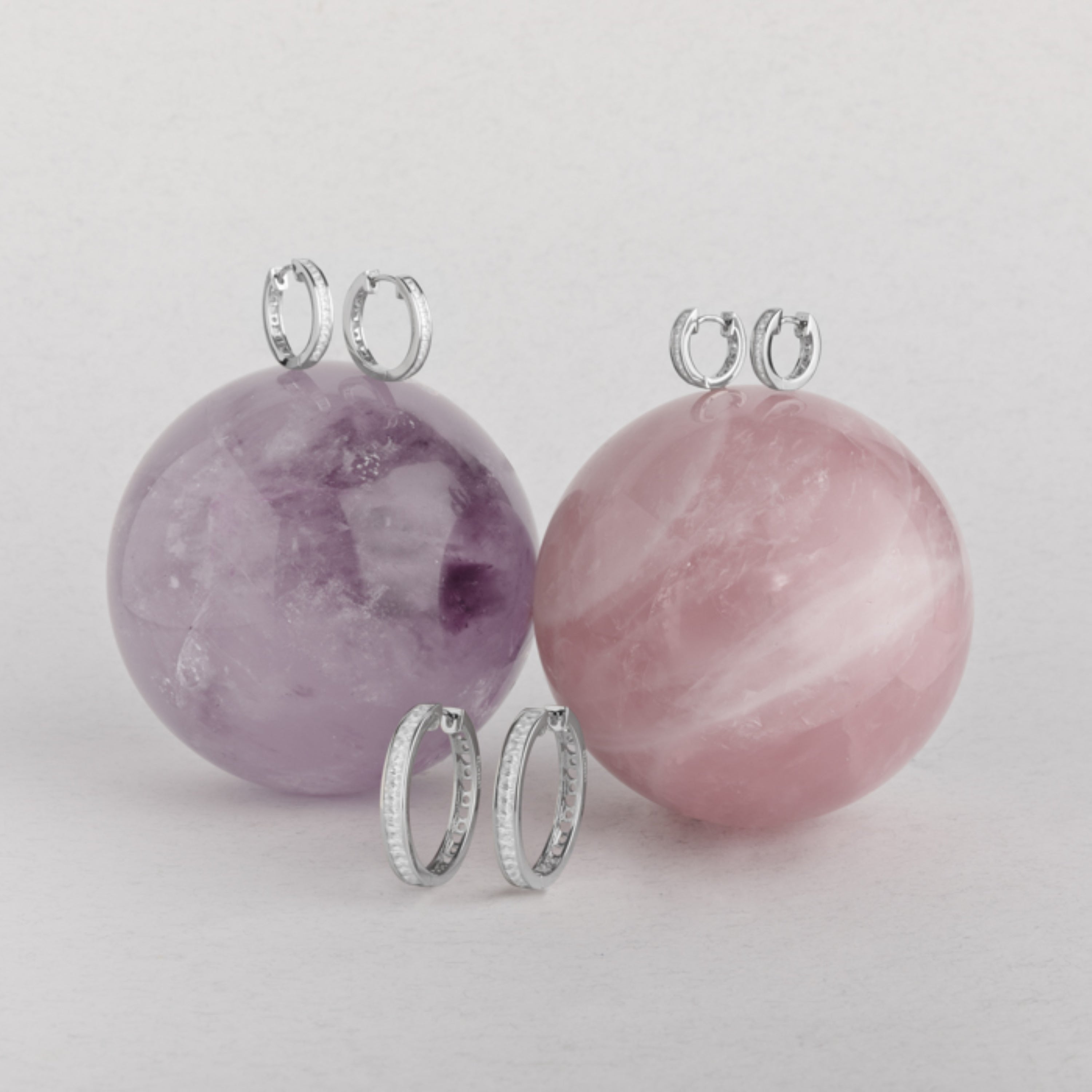 925 Sterling Silver Earrings with Brilliant Zirconia finished in Rhodium - Sebras