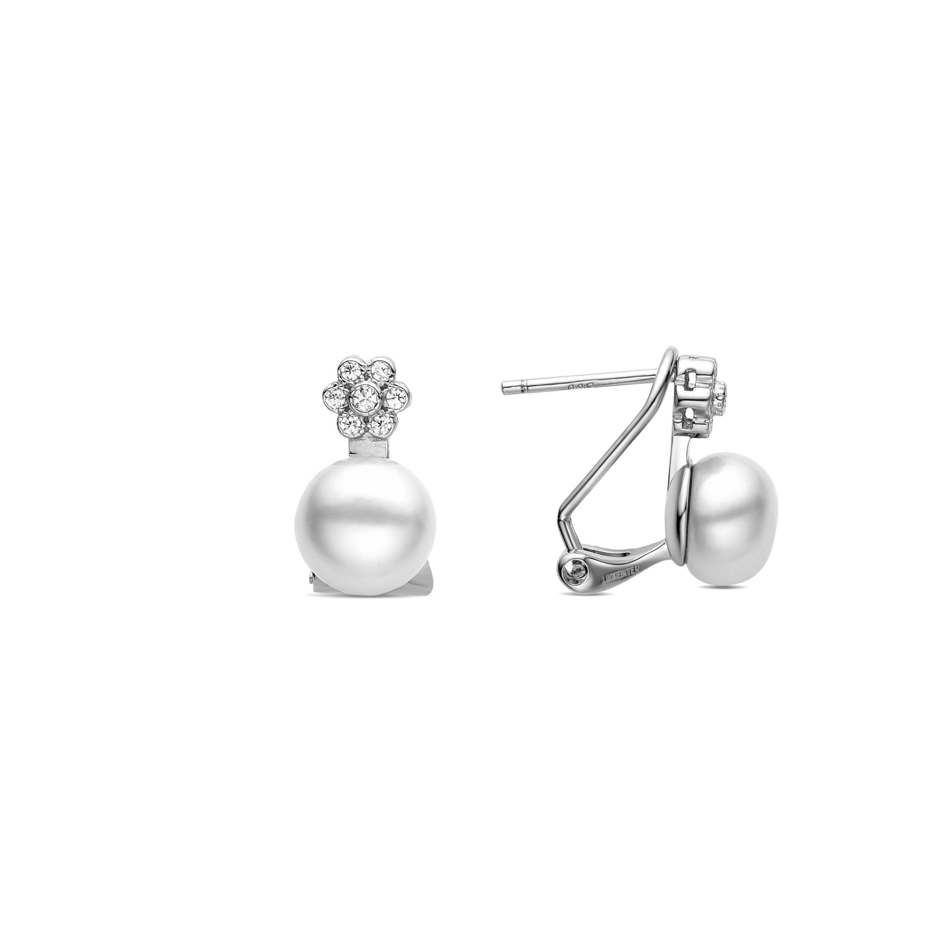 Orecchini in Argento Sterling 925 con Perla Bianca rifiniti in rodio - Altul