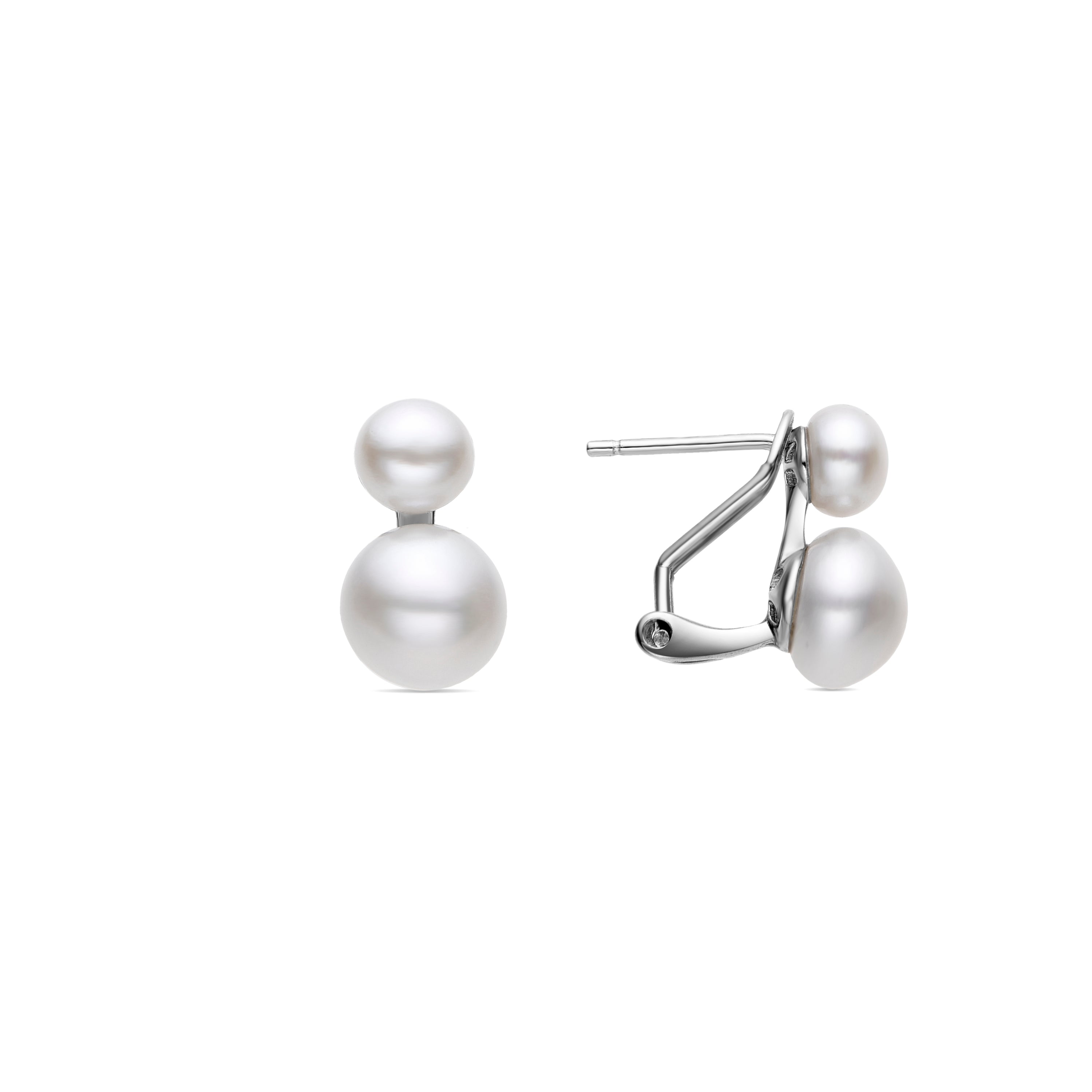 Orecchini in Argento Sterling 925 con Perla Bianca finiti in rodio - Kire