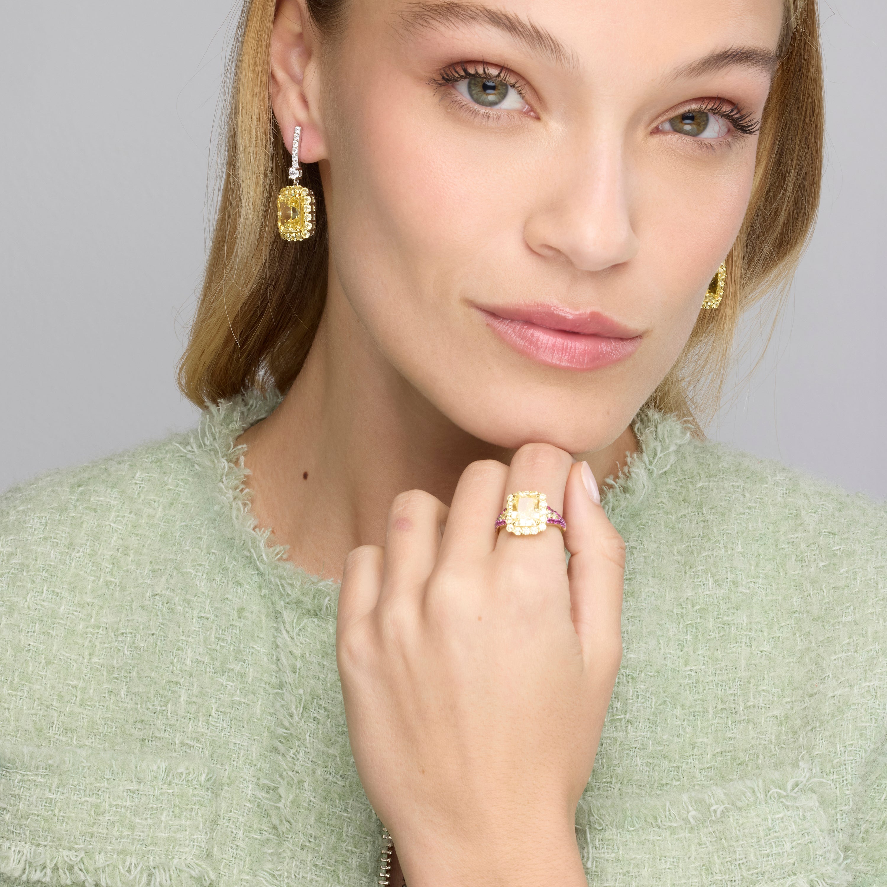 925 Sterling Silver Earrings with 18k Yellow Gold Padparadscha Finish - Cabel