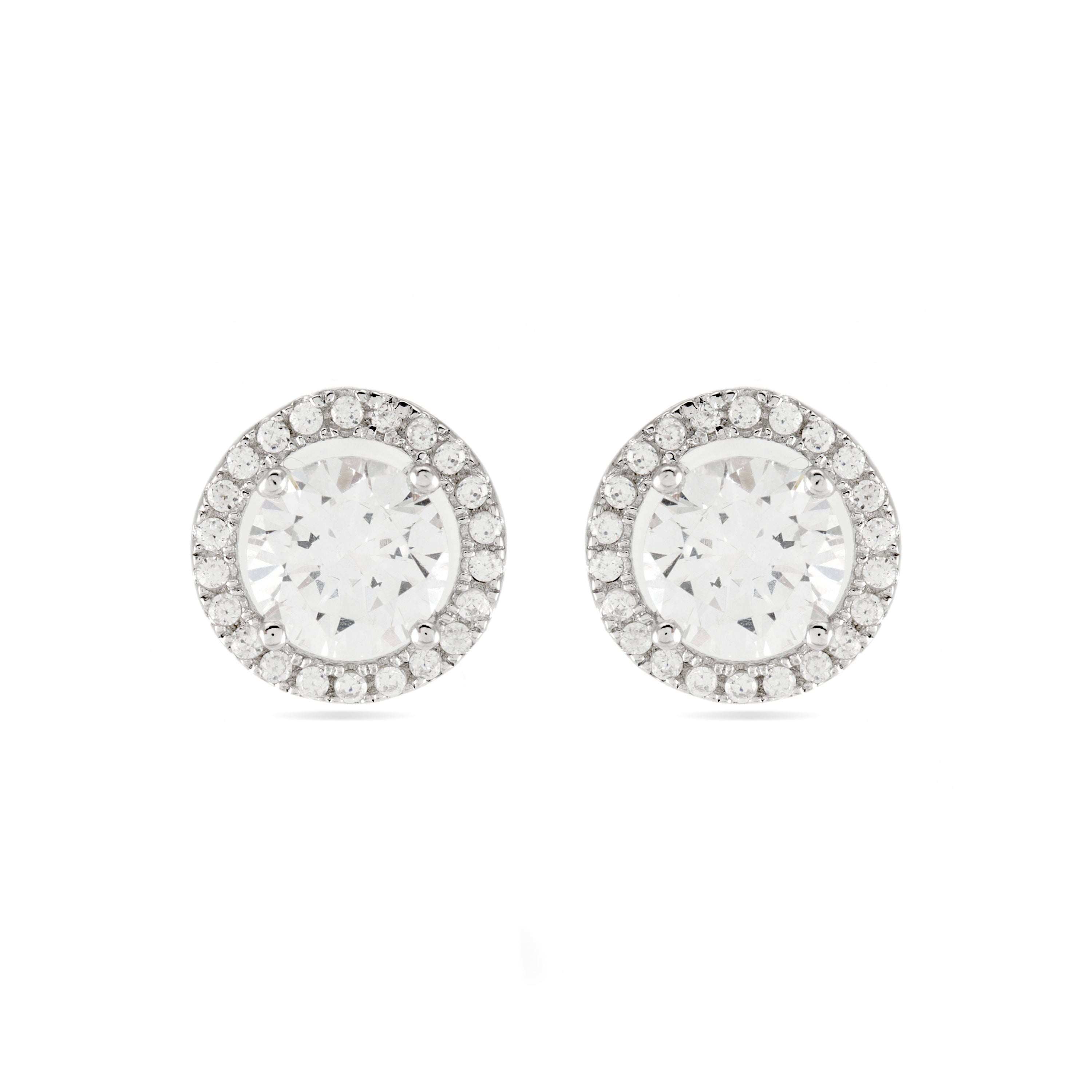 925 Sterling Silver Earrings with Brilliant Zirconia finished in Rhodium - Gem of Legend