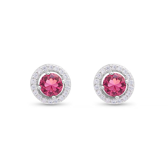 925 Sterling Zilveren Oorbellen met Robijn Zirkonia afgewerkt in rhodium - Legende Edelsteen