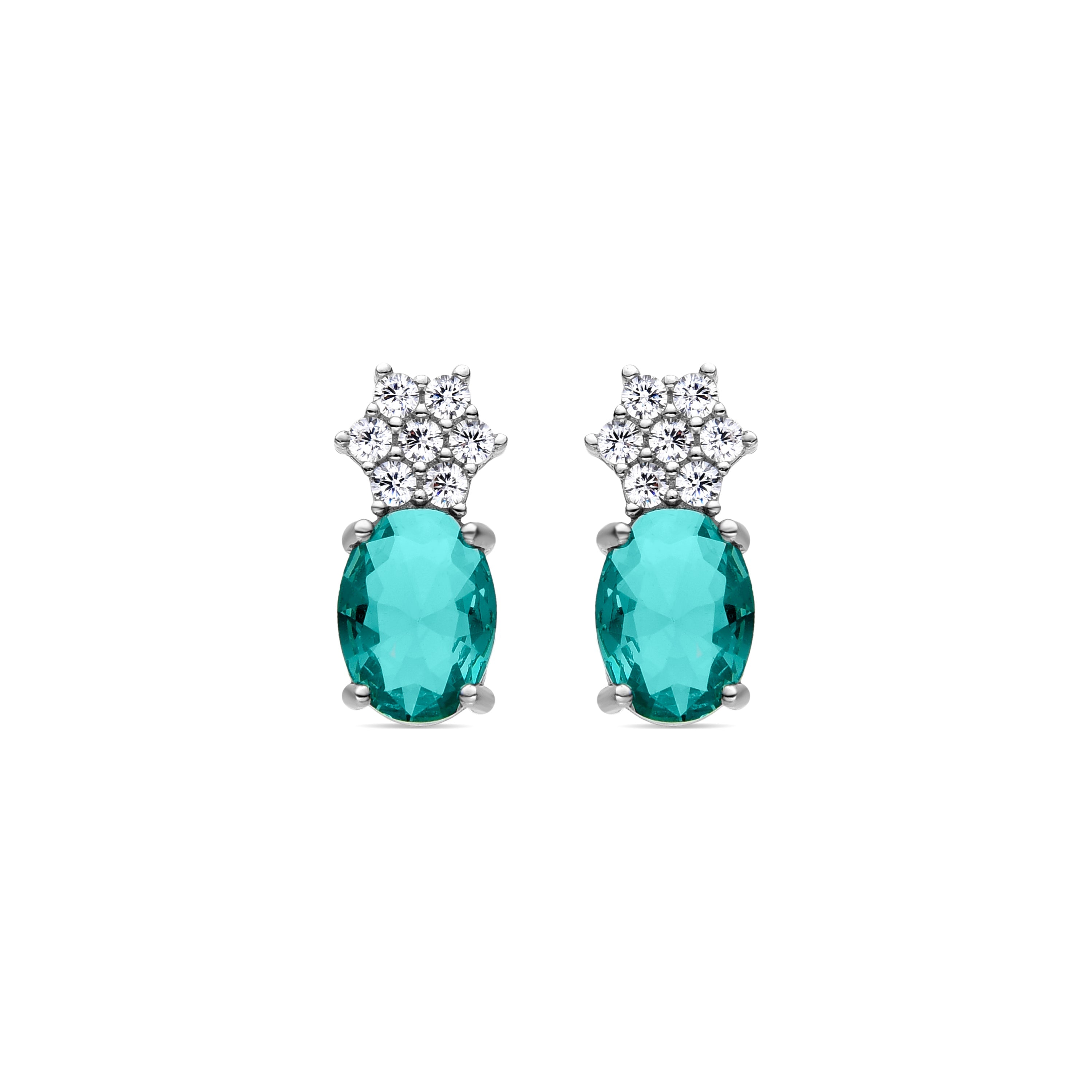 Orecchini in Argento Sterling 925 con Zirconia Verde finiti in rodio - Boira