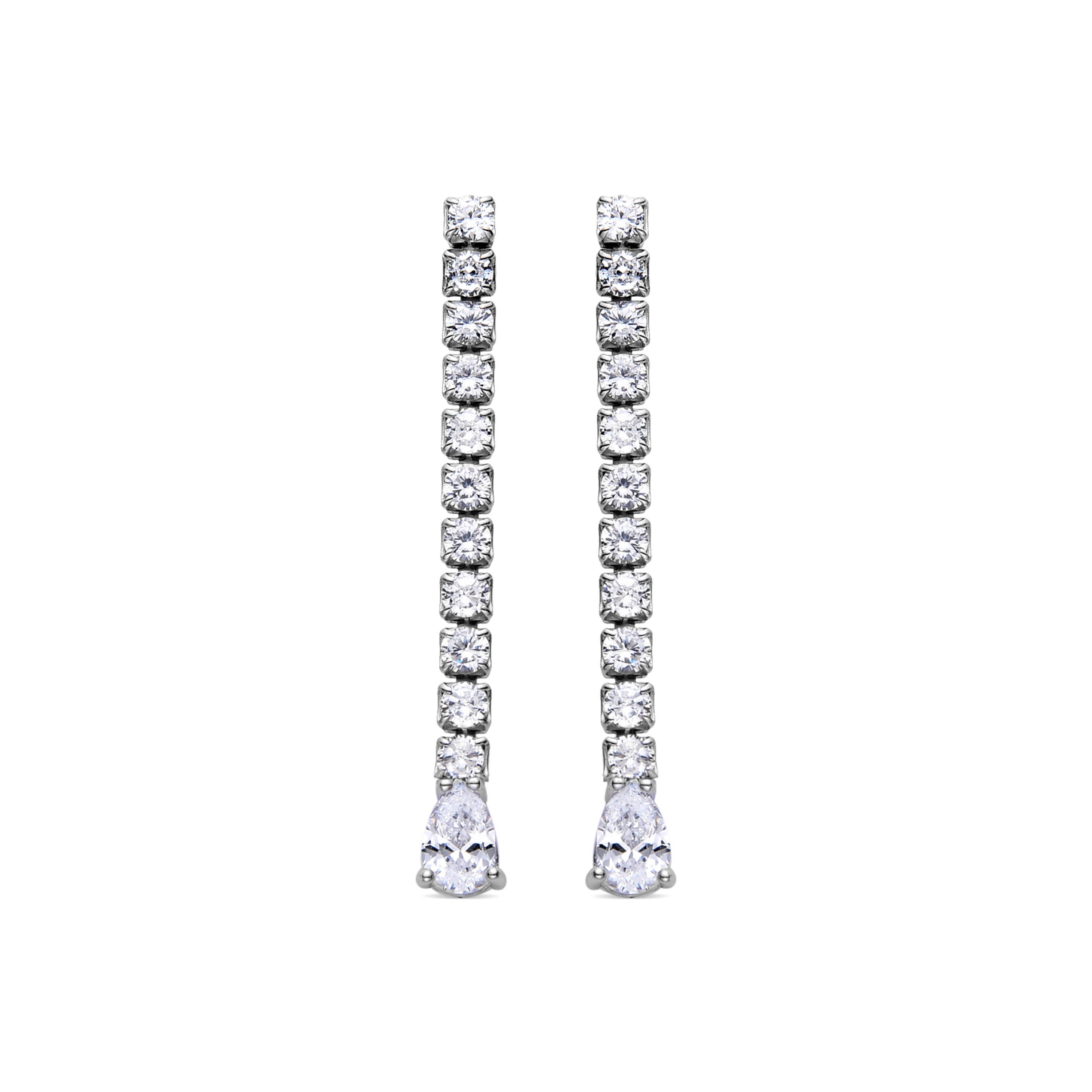 925 Sterling Silver Earrings with Brilliant Zirconia finished in Rhodium - Guoi