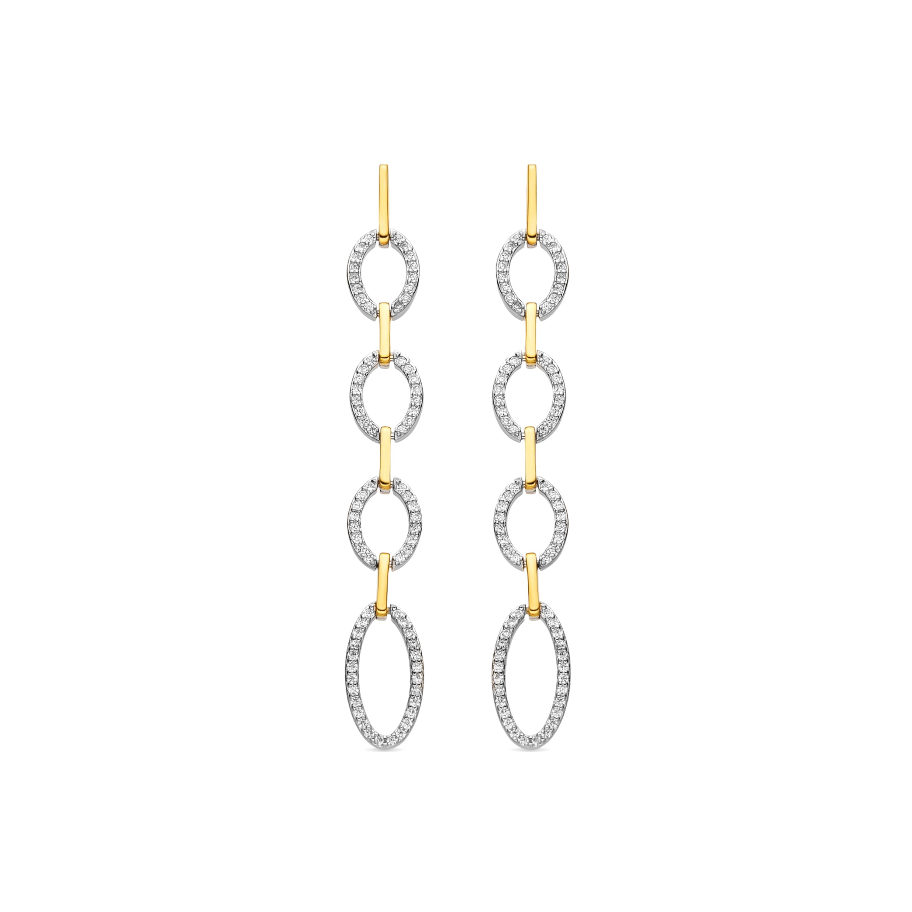 925 Sterling Silver Earrings with Brilliant Zirconia finished in 18k gold - Makonza