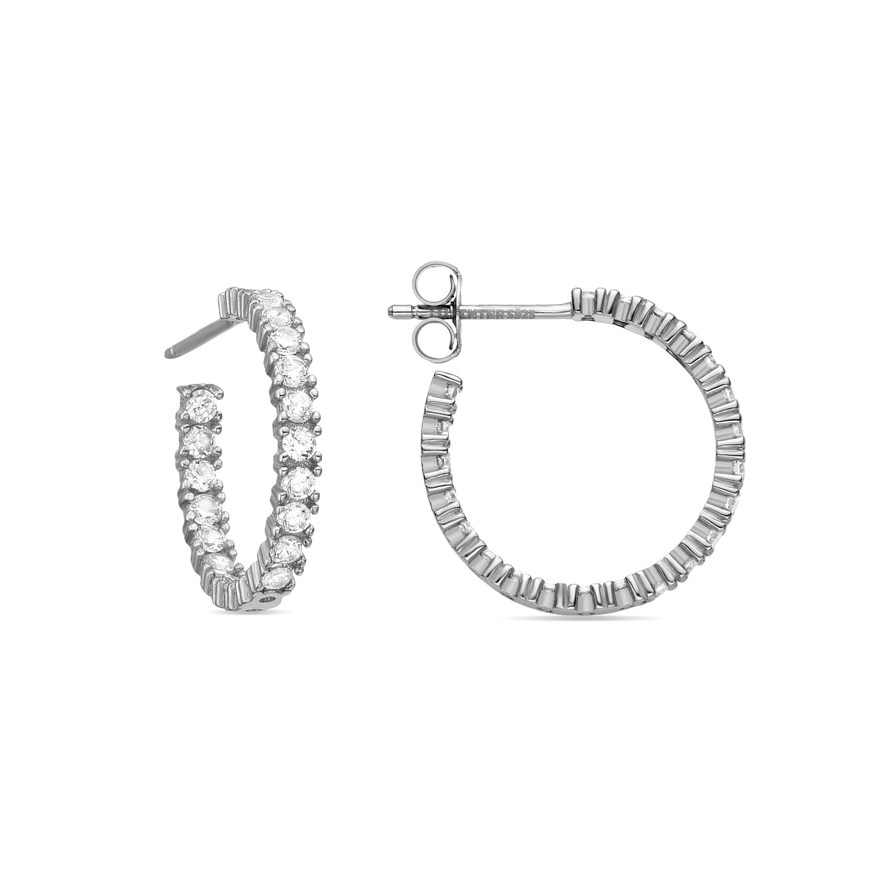 925 Sterling Silver Earrings with Brilliant Zirconia finished in Rhodium - Iotha