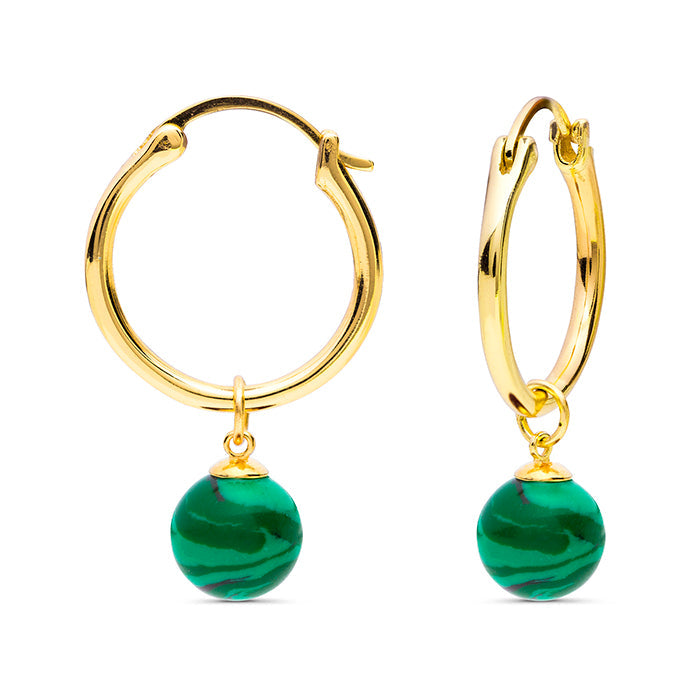 925 Sterling Silver Earrings with Malachite finished in 18K yellow gold - Ririj