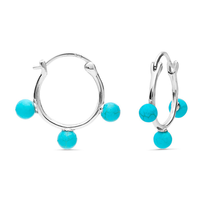 925 Sterling Silver Earrings with Turquoise finished in rhodium - Fami