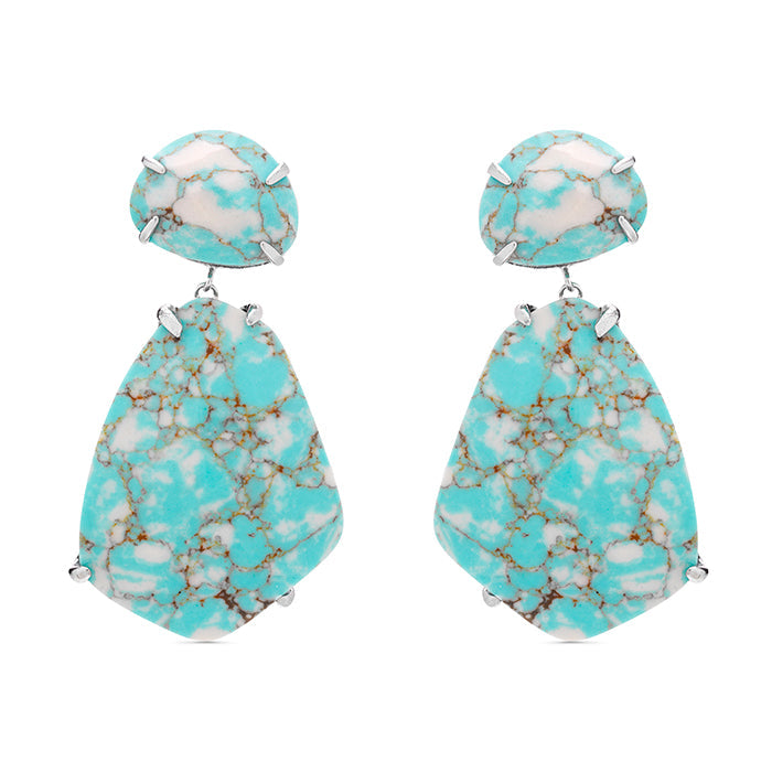 925 Sterling Silver Earrings with Turquoise finished in rhodium - Bardhew