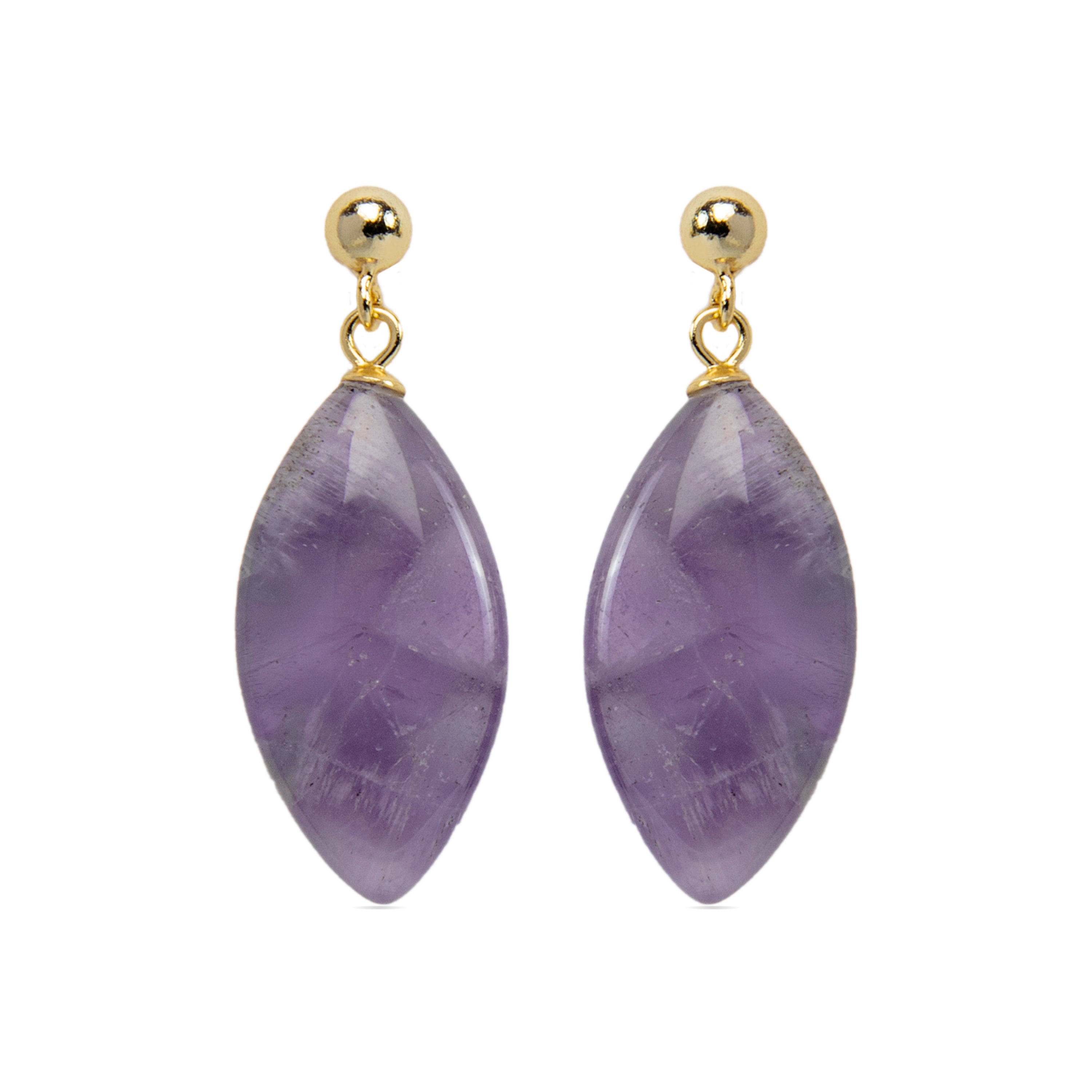 Boucles d'oreilles en argent sterling 925 avec améthyste naturelle finies en or jaune 18K - Ayom
