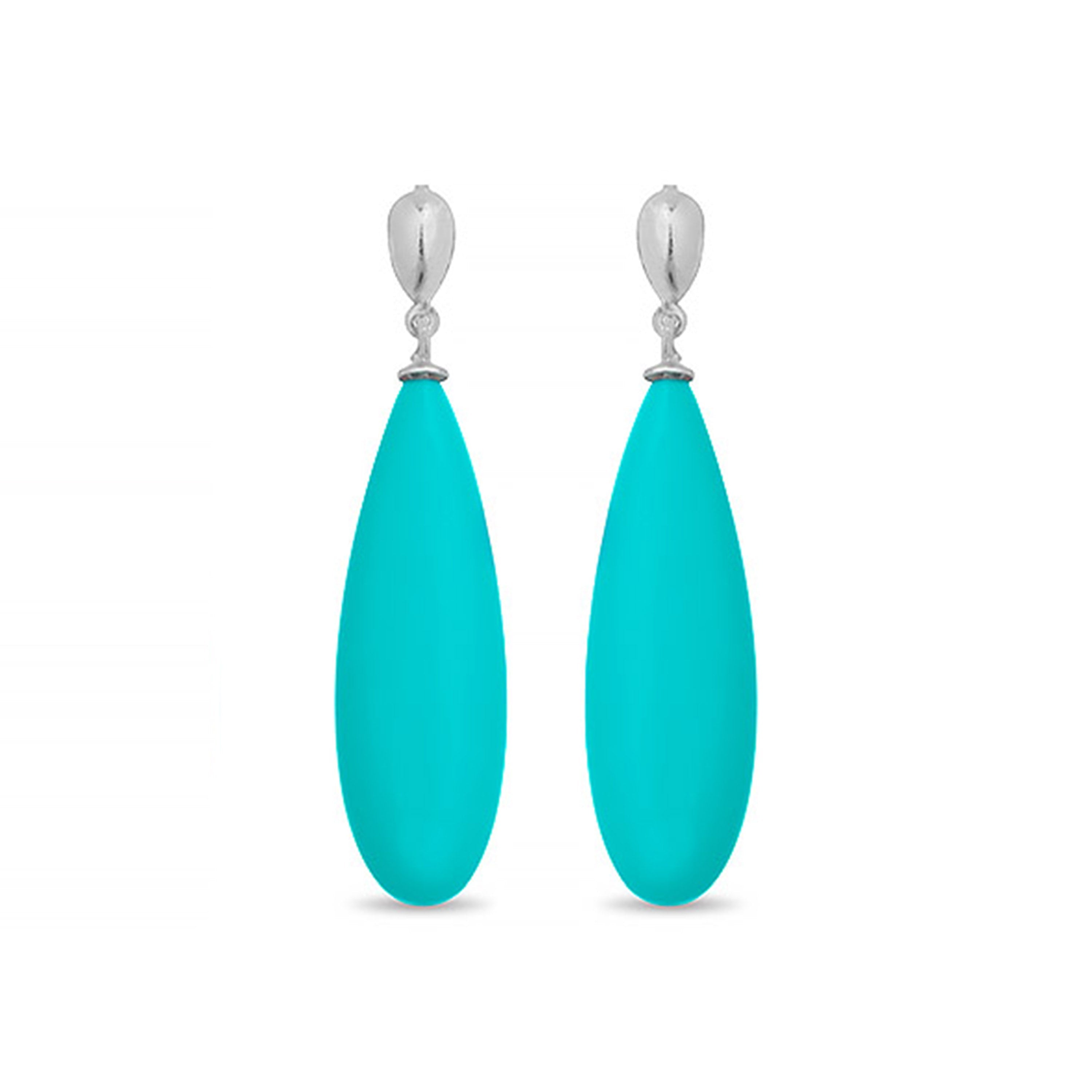 925 Sterling Silver Earrings with Turquoise finished in rhodium - Adak