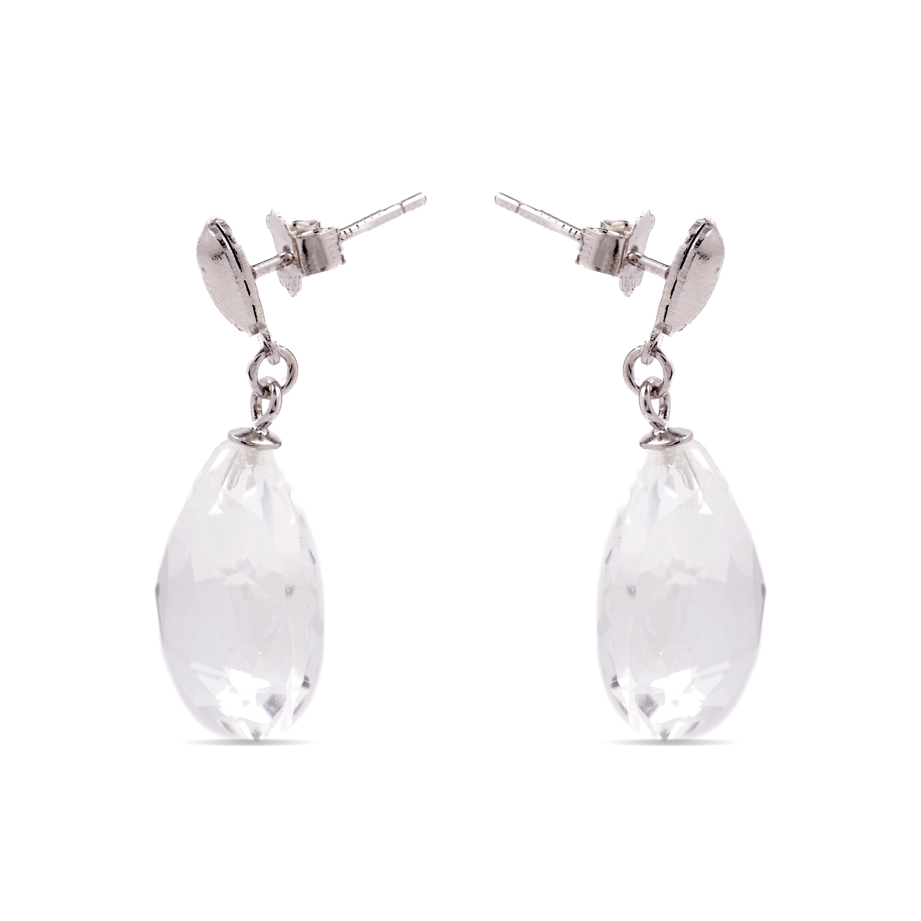 925 Sterling Zilveren Oorbellen met Witte Kristal afgewerkt in rhodium - Zoqoyi