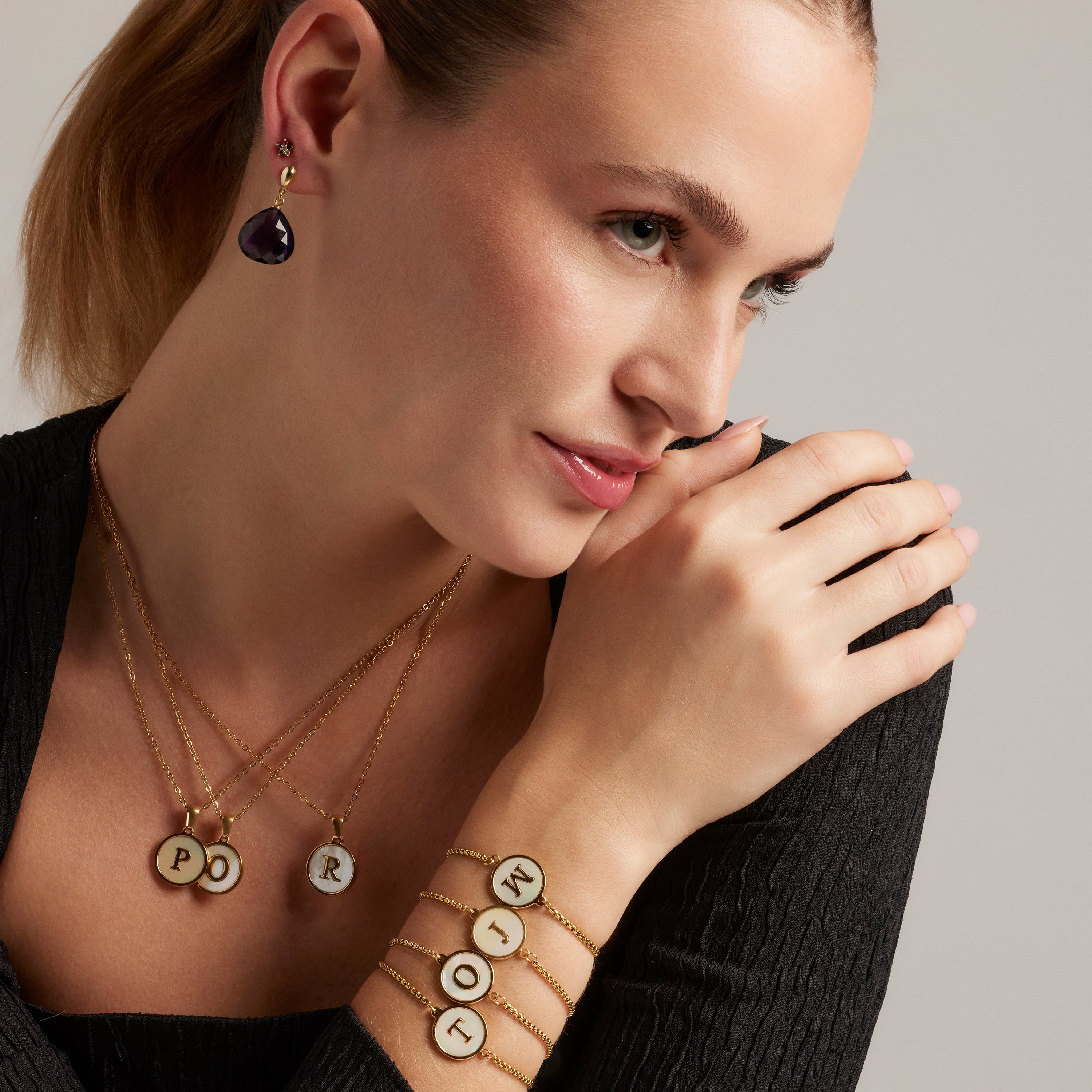 Boucles d'oreilles en argent sterling 925 avec améthyste naturelle finies en or jaune 18K - Zoqoyi